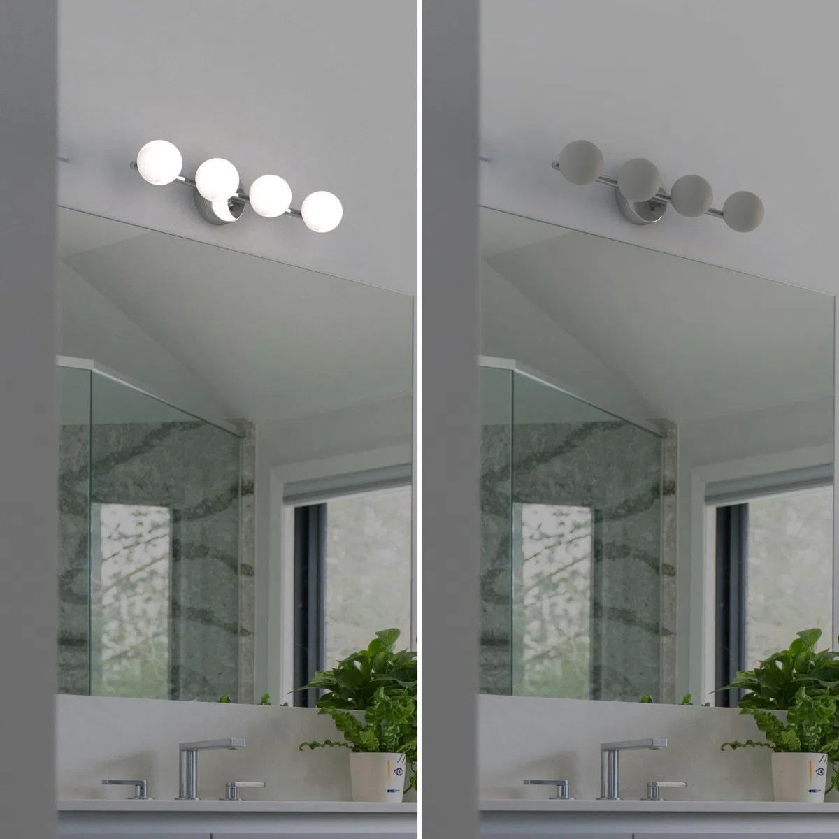 BARCELONA LED Applique LED per bagno 12W IP44. Lampada da parete sopra specchio Cromo da 49 cm con 4 sfere. Luce bianca neutra 4000K. Illuminazione moderna e resistente all'umidità.