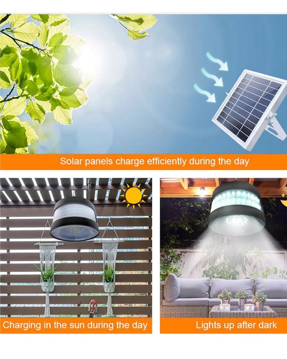 Lampada a sospensione solare con telecomando, lampade solari per esterni ed interni, dimmerabile, 160 LED/5 m/3 livello di luminosità dimmerabile
