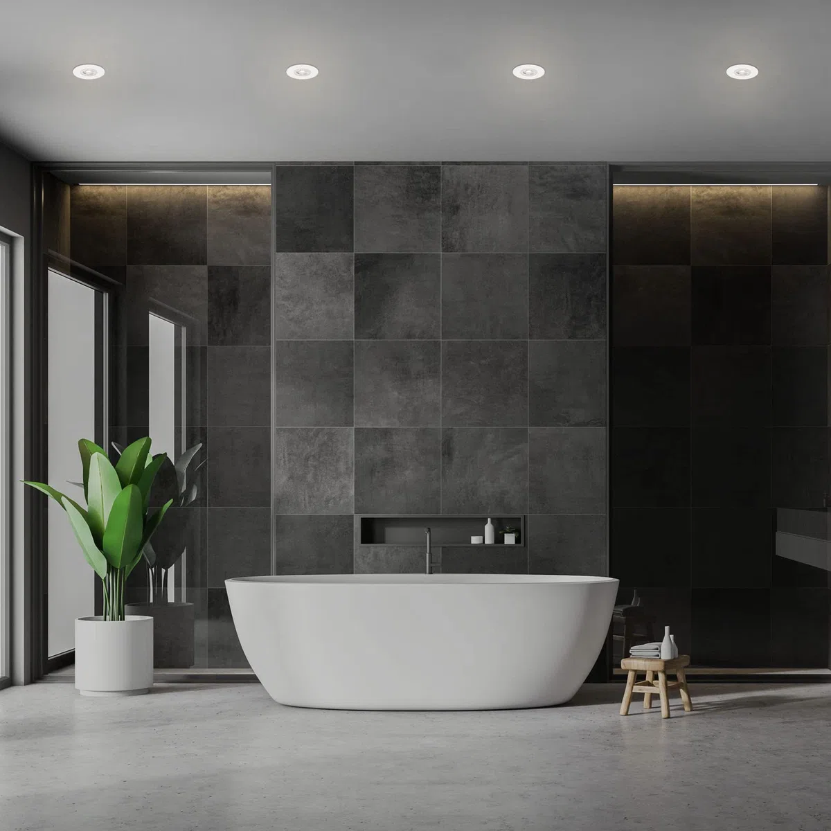 BRILONER - Set di 4 luci LED da incasso a soffitto, luci da incasso ultrapiatte, faretti da incasso per bagno, faretti da incasso per bagno IP44, bianco opaco, 90x25 mm (DxH)
