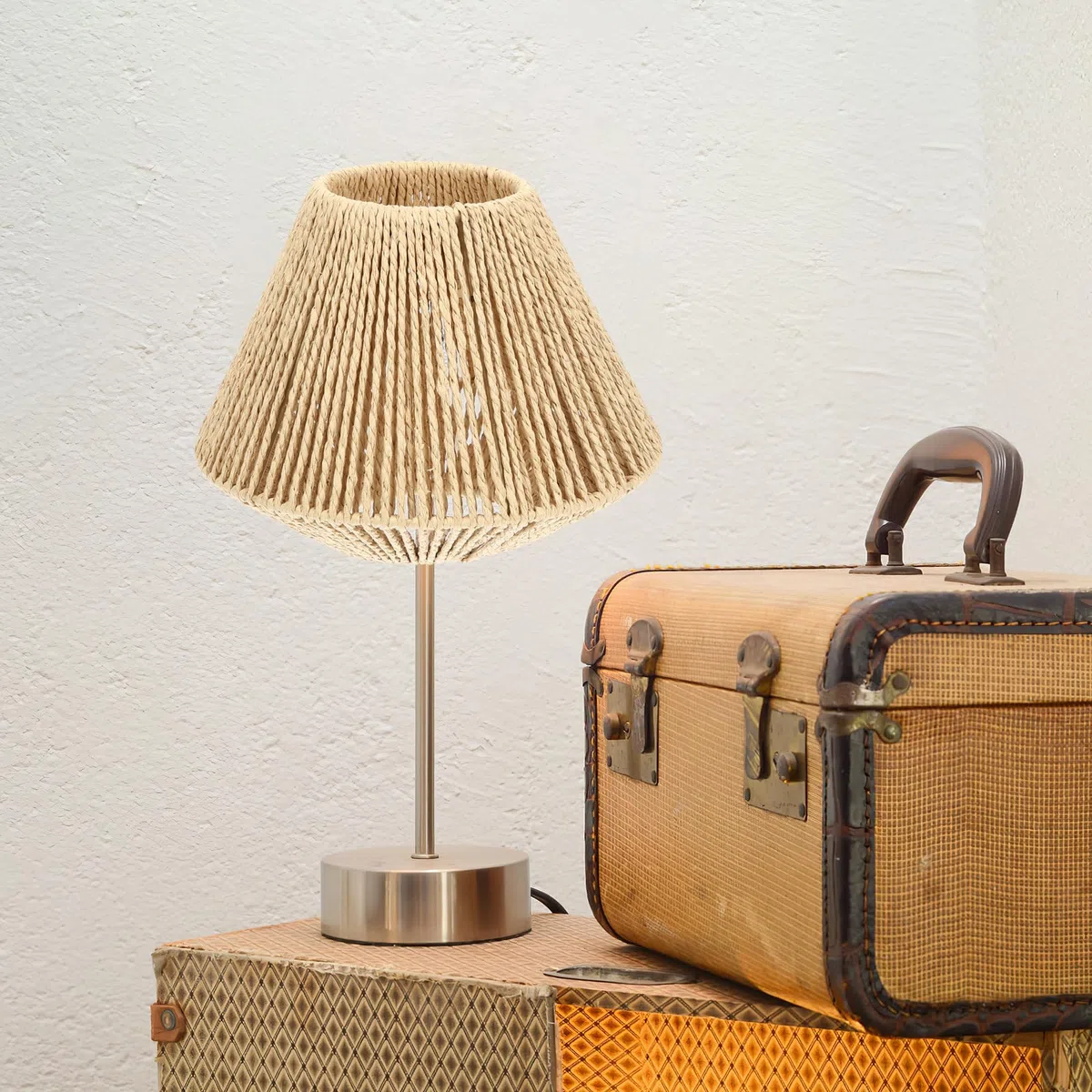 Mikikit Plafoniera I ntrecciata, Paralume Boho in Rattan Vimini Lampada Da Soffitto In Corda Di Paglia Naturale Con Paralume In Rattan Luce A Muro