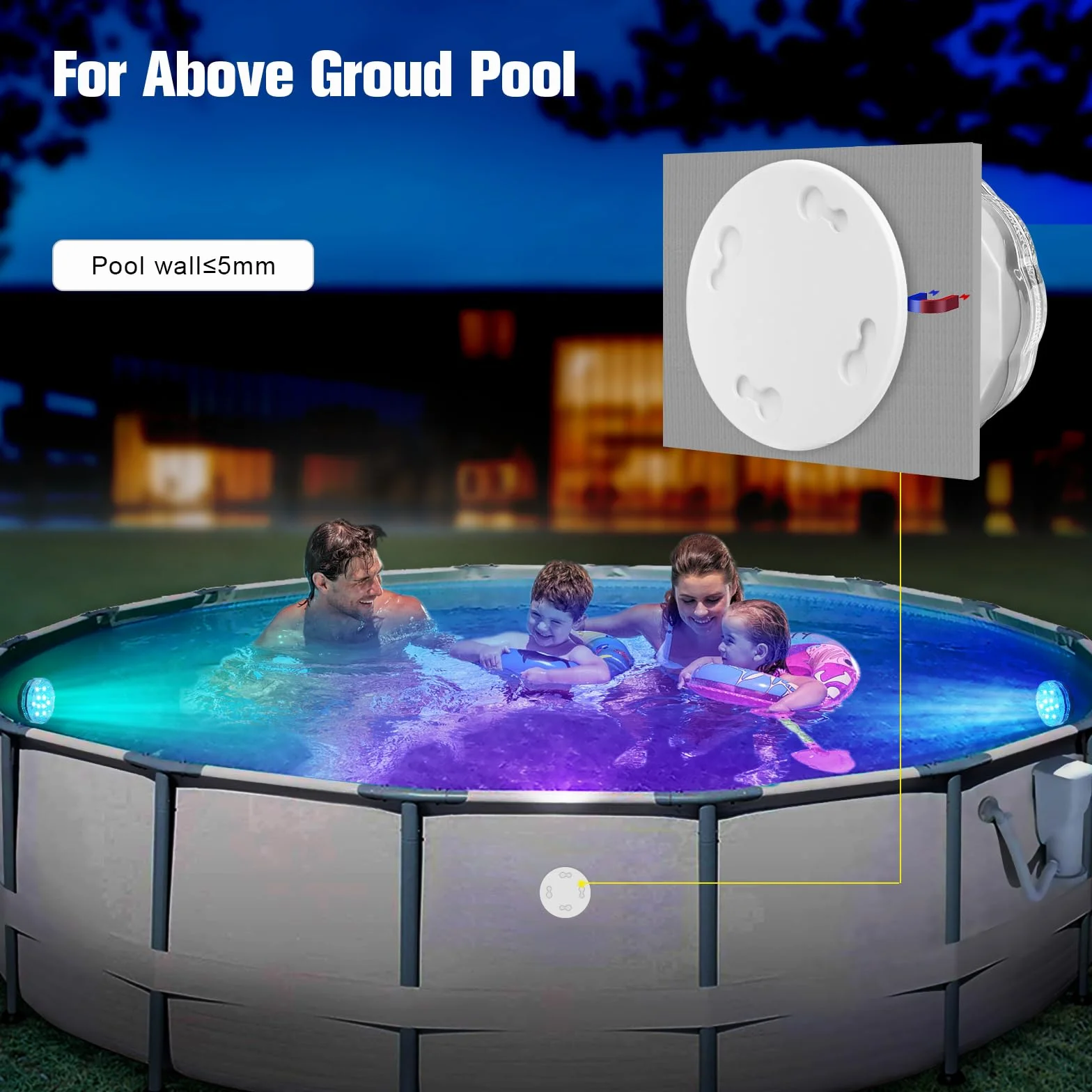 Idealife Luci per Piscina, Ricaricabile Luci Subacquee LED, Completamente Sigillata Impermeabile IPX8 Sommergibile Luce LED Adatta per Piscina Festa Cerimonia Nuziale Halloween Fish Tank(1 Pc)