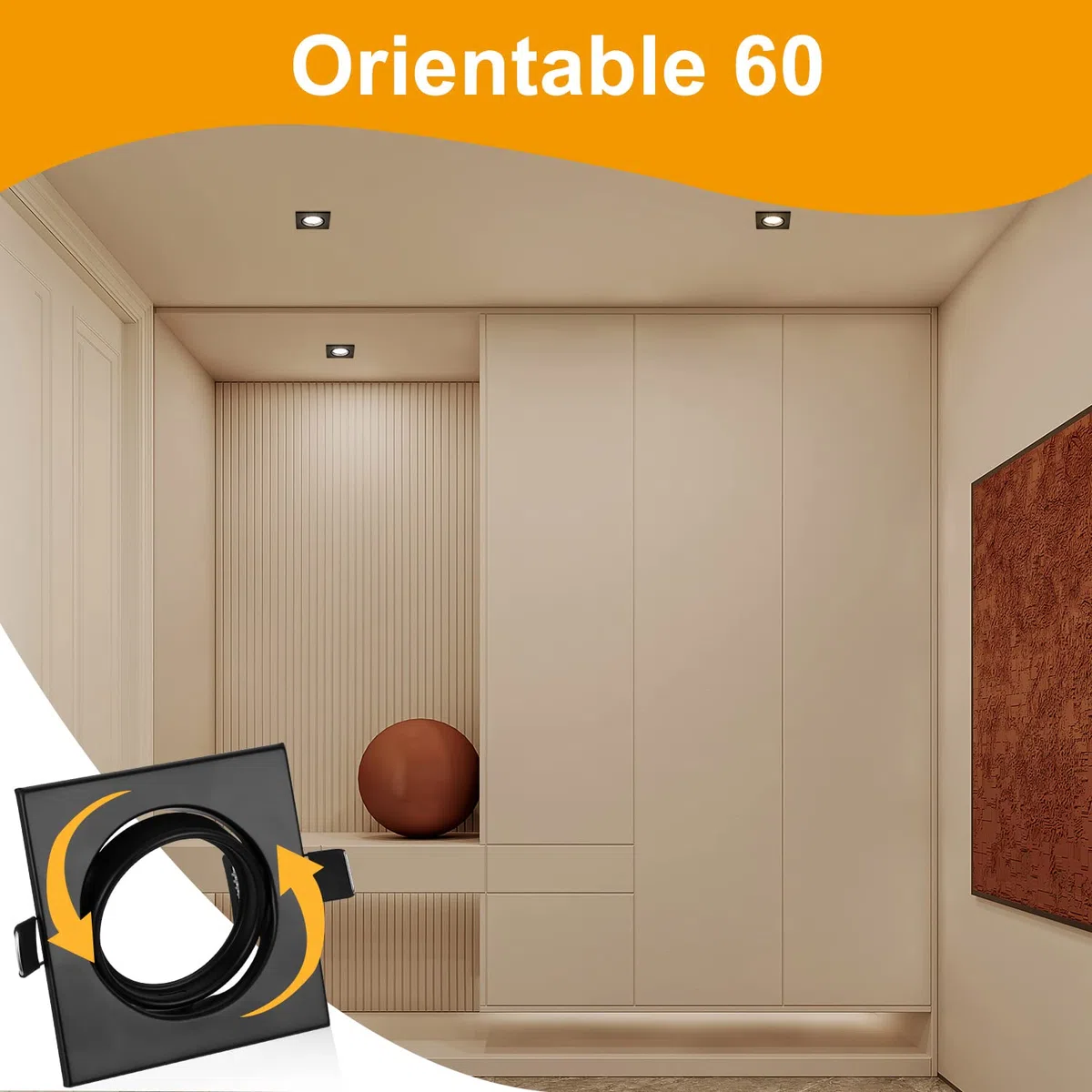 Bojim Porta Faretti LED da Incasso GU10 per Cartongesso Quadrati Nero, Cornice Ghiera Faretto Incasso Diametro Foro 68mm - 85mm Portafaretti Portalampada GU 10 Farettoincasso 10 Pezzi