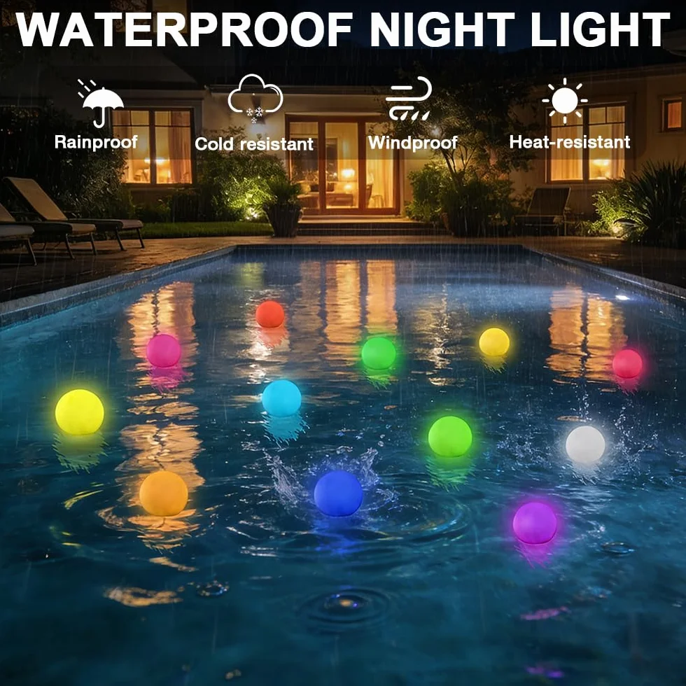 Palla Luminosa per Piscina, 4 Pezzi Luci Galleggianti per Piscina con Telecomando, Impermeabili Luci per piscina LED Fuori Terra, Lampada Sfera Giardino per P-iscina Laghetto Giardino