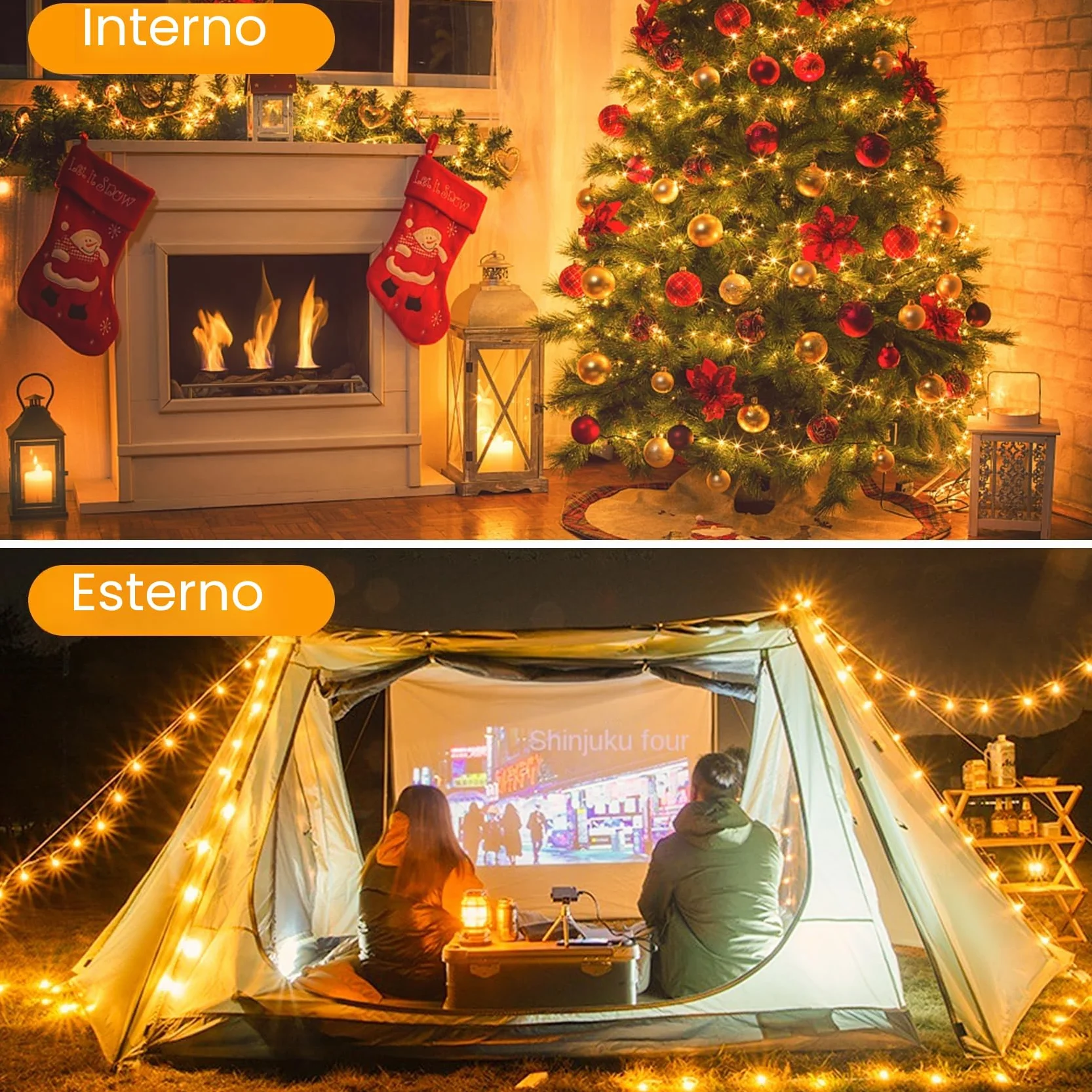 Realky Luci di Natale, 96M 800 LED Luci Natalizie da Esterno ed Interno, 8 Modalità con Funzione Memoria e Telecomando per Giardino, Balcone, Casa, Festa - Bianco Caldo