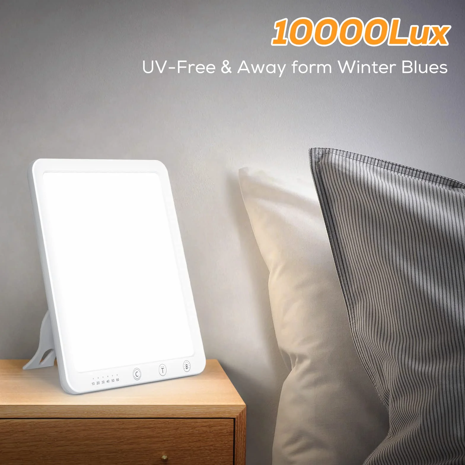 Lampada diurna 10000 lux, luce solare a LED con dimmer continuo, senza raggi UV, lampada a spettro completo