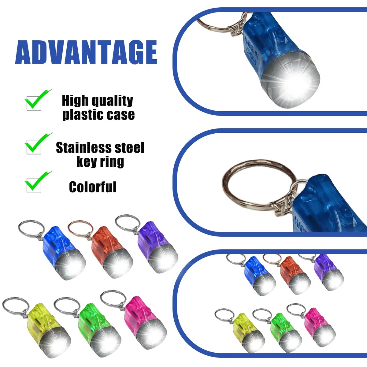 GAOUTO 30 portachiavi per torcia 4 cm LED per bambini, ideale come regalo e regalo, mini torcia per bambini, regalo per ospiti, campeggio, esterno, escursionismo