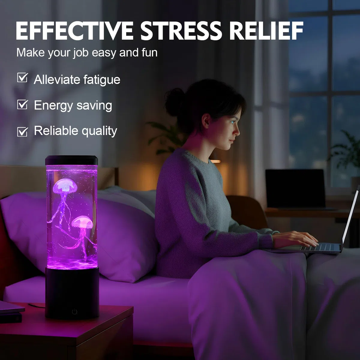 Lampada Medusa 20 cm, Alimentazione USB con 7 Colori, Lampada Atmosfera per Relax con Meduse Fluttuanti per Camera, Ufficio e Decorazione Domestica