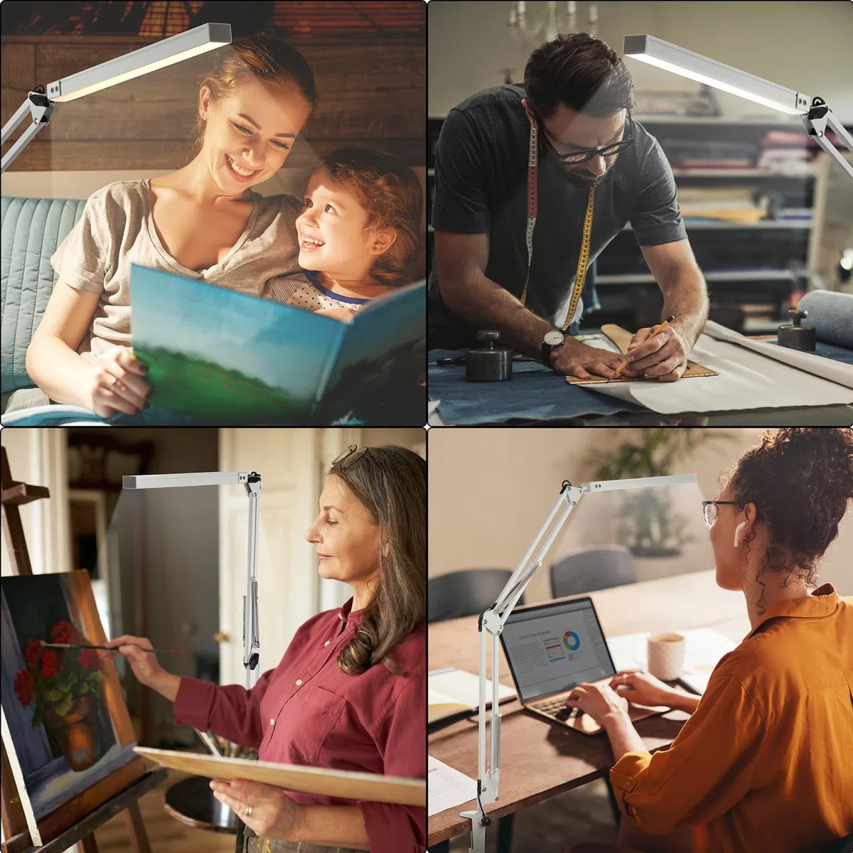BIENSER Lampada da Scrivania a LED, 1100LM Lampada da Tavolo con Morsetto, 10 Livelli di Luminosità X 3 Modalità, Dimmerabile, Protezione degli Occhi, Lampada da Architetto Per Ufficio Lettura Studio