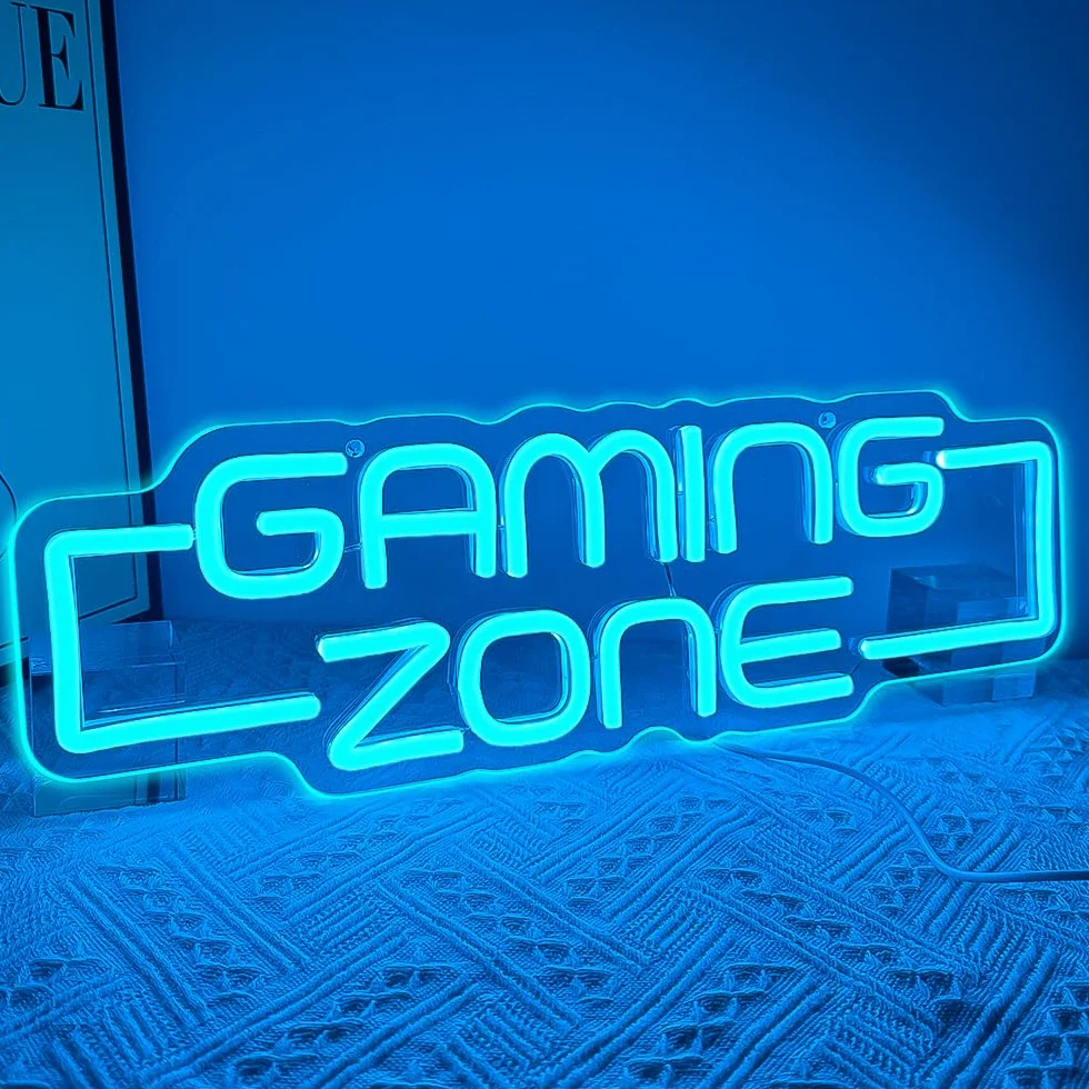 Gaming Zone Segno Neon, Sala Giochi Segno Neon per gli Adolescenti decorazione della sala giochi,Gaming Light Led per Gamer Regali Ragazzi, Bambini