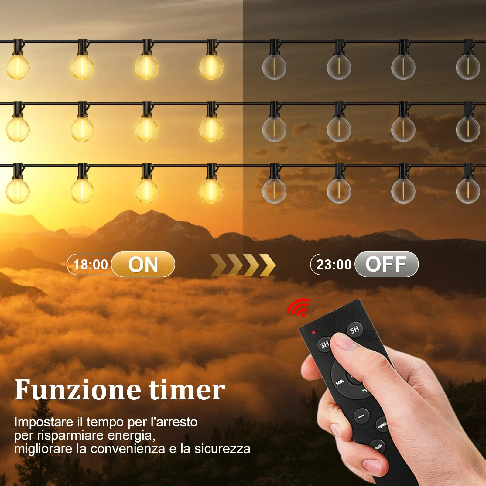 Catena Luci da Esterno Giardino - G40 65Ft 20M LED Lampadine Esterno Filo IP44 Lucine da Esterno Giardino 20 Metri Luce Catena Luminosa Fila Catene Esterno Gazebo Lampade per Terrazzo
