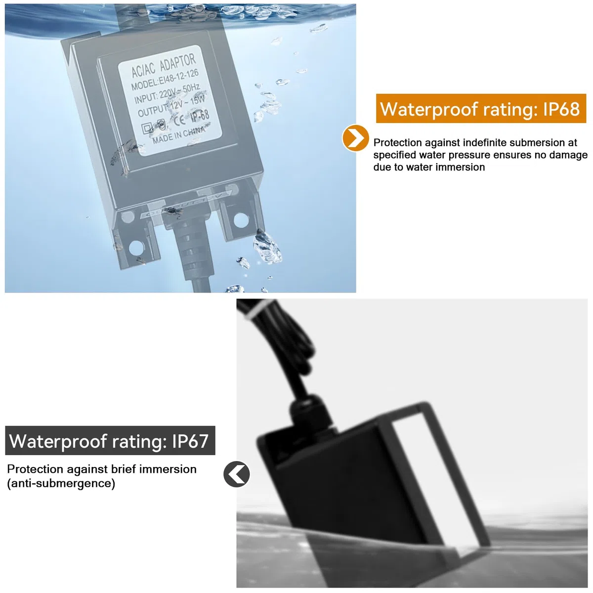 Trasformatore LED 12V 15W 1.25A IP68 Impermeabile per Strisce LED e Lampadine LED Driver Alimentazione Trasformatore di Aggiornamento Ingresso/Uscita 220V-50Hz/AC 12V 15W