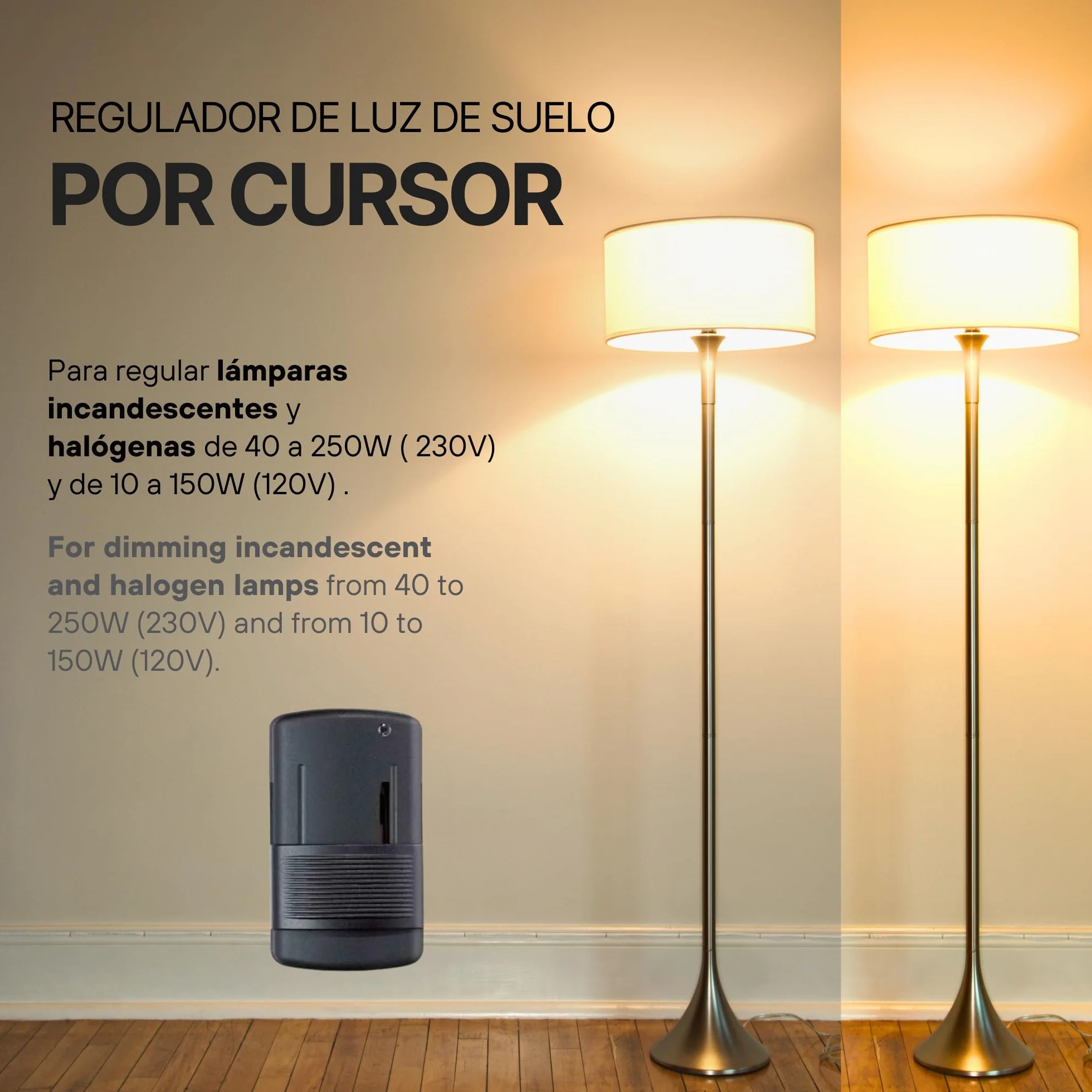 Dimmer Interruttore Regolatore per Lampade LED e Alogene | Intensità 4-100W, Nero Opaco | Design Italiano Adatto a Lampade da Terra | Controllo Preciso, Alta Qualità e Affidabilità