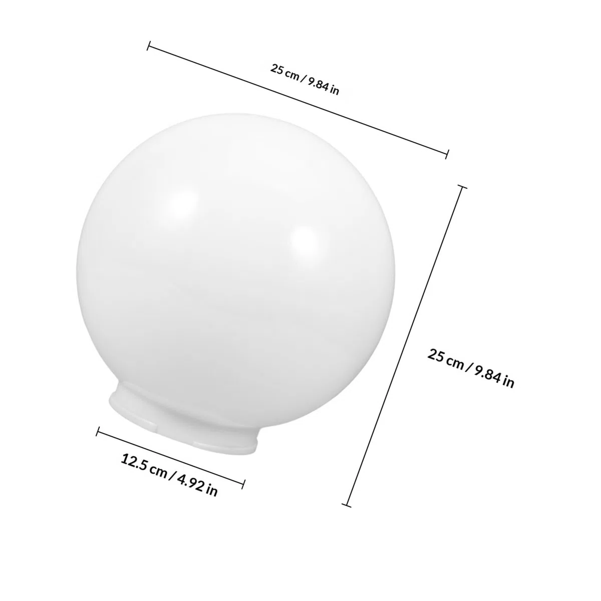 HANABASS Paralume Sferico in Acrilico Bianco Latte per Esterni, Coprilampada a Globo Diametro 25 Cm Modanatura, Accessorio per Lampada da Giardino e Decorazione Luminosa Elegante