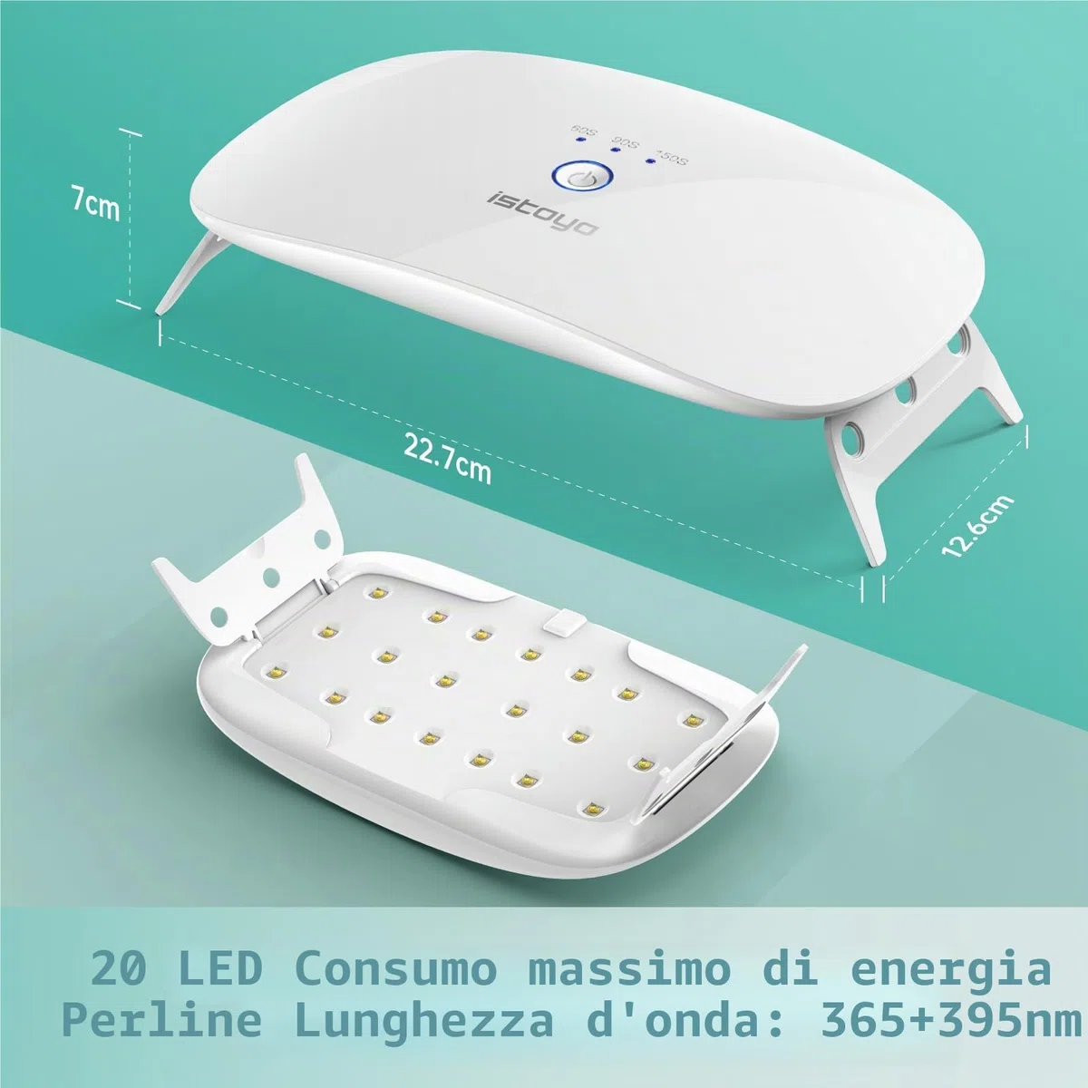 ISTOYO Luce UV per resina, doppia lunghezza d'onda di grandi dimensioni e alto valore energetico, lampada UV per indurire stampi in resina, creazione di gioielli, artigianato fai da te