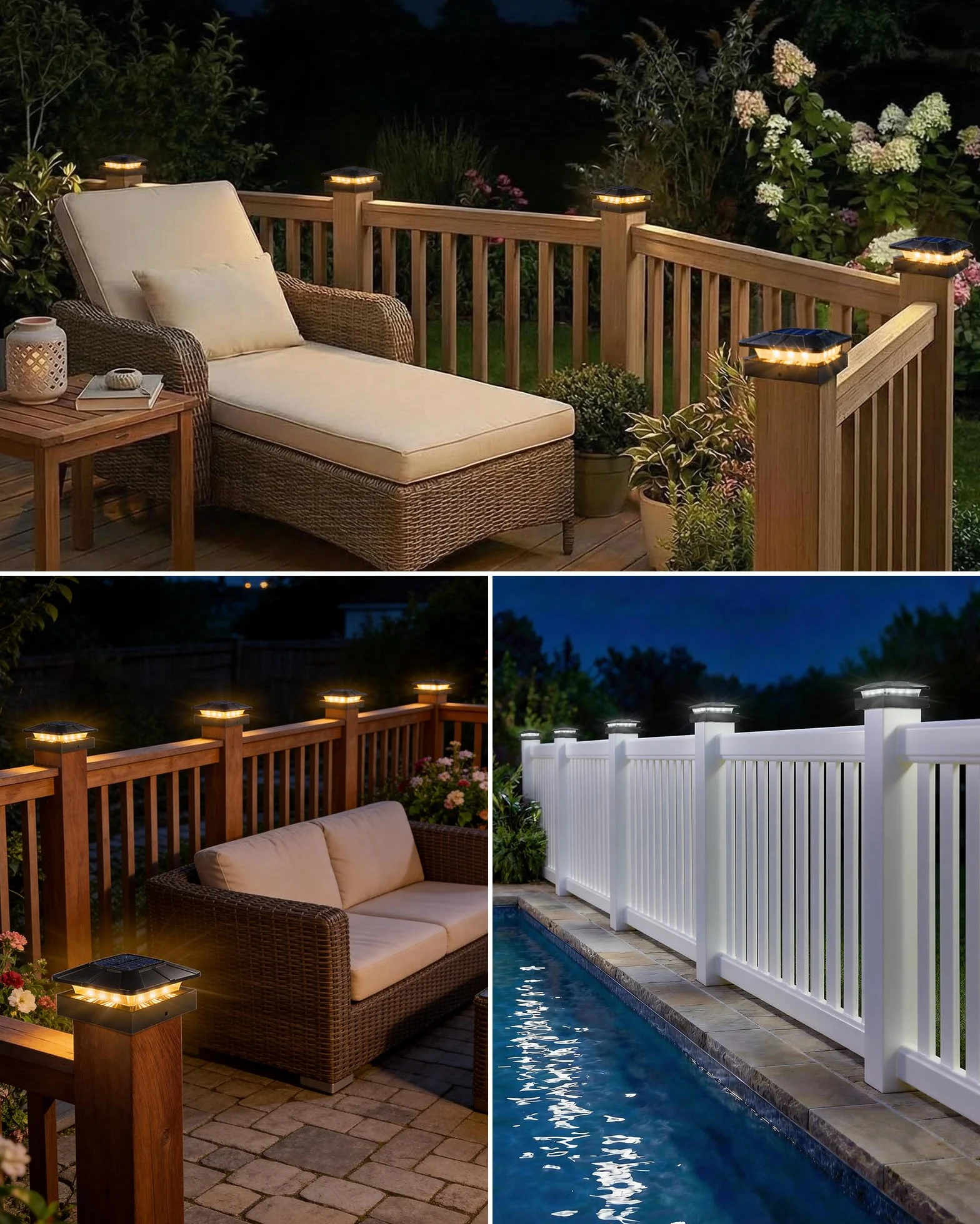 BRIMAX Plafoniera Solare per Pali 10x10 CM, 3 Temperature Colore 3000K/4500K/6000K, Regolabile 50%/100%, Autonomia 12-20H, Impermeabile IP65, Luce LED per Pali di Recinzione/Giardino/Terrazza, 2 Pezzi