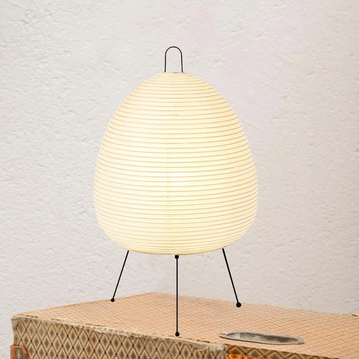 Leikurvo Paralume in carta di riso, lampada da tavolo bianca, lampada da comodino, lampada da terra, lampada da tavolo, paralume con attacco E27, interruttore e lampadina, lampada a sospensione