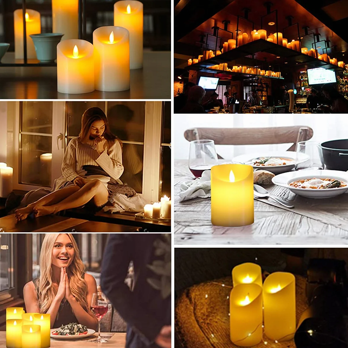 Candele LED finte fiamma oscillante set 3 (10cm, 12.5cm, 15cm), natale decorazioni, lanterne natalizie da interno, bianco caldo