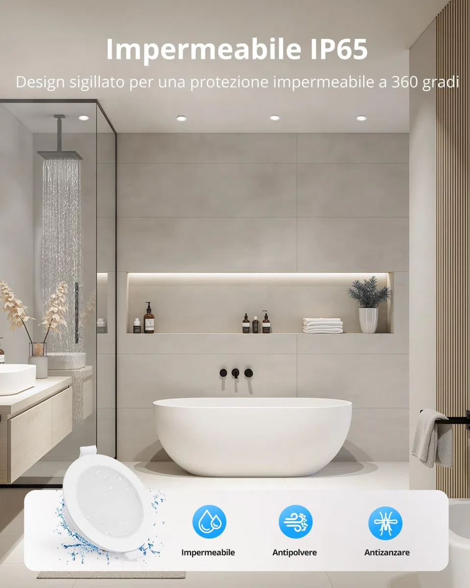 Gr4tec Faretti LED da Incasso per Cartongesso IP65, 10x 5W Faretti LED Soffitto Incasso Cartongesso Bianco Naturale 4000K, Faretto LED Interno 35mm Ultrasottili para Bagno Cucina, Foro 68-80mm