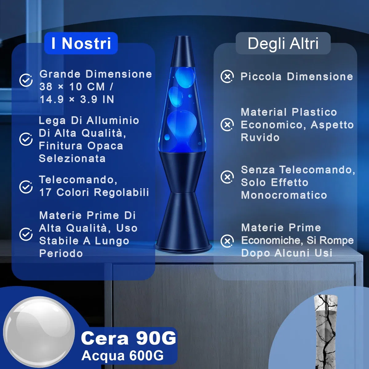 BuzzoXerex Lavalampe, Lava Lampe 38 CM 17 Colori, Lavalampen con Telecomando Lava Lamp per Adulti e Bambini Ideale per Casa, Camera da Letto, Ufficio, San Valentino e Compleanni
