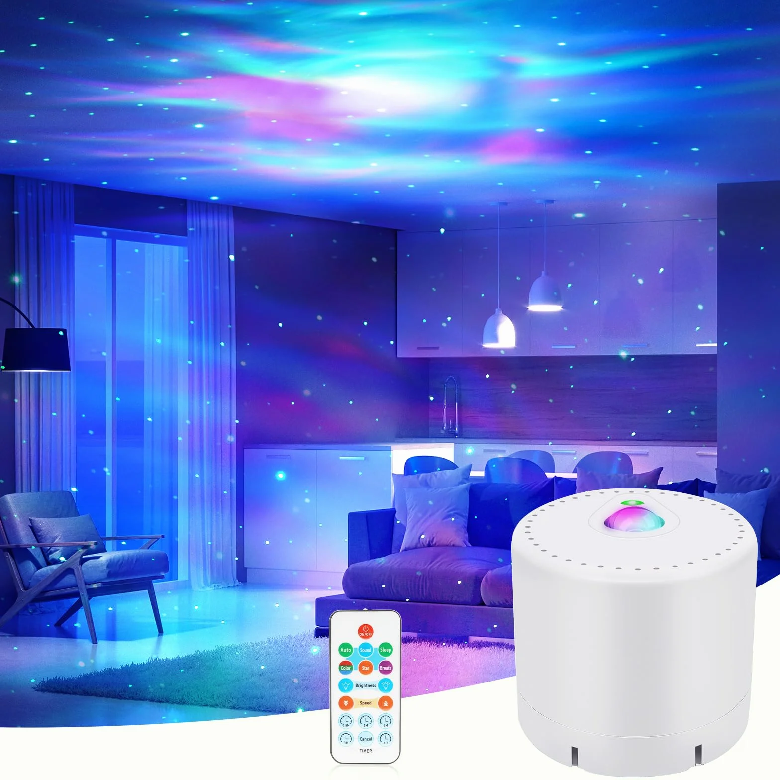 Lampada Proiettore Stelle,LED Proiettore Cielo Stellato Lampada, Proiettore cielo Stellato,LED Luce Rotante Nebulosa con Timer e Telecomando,per Bambini/Adulti/Regalo/Decorazioni
