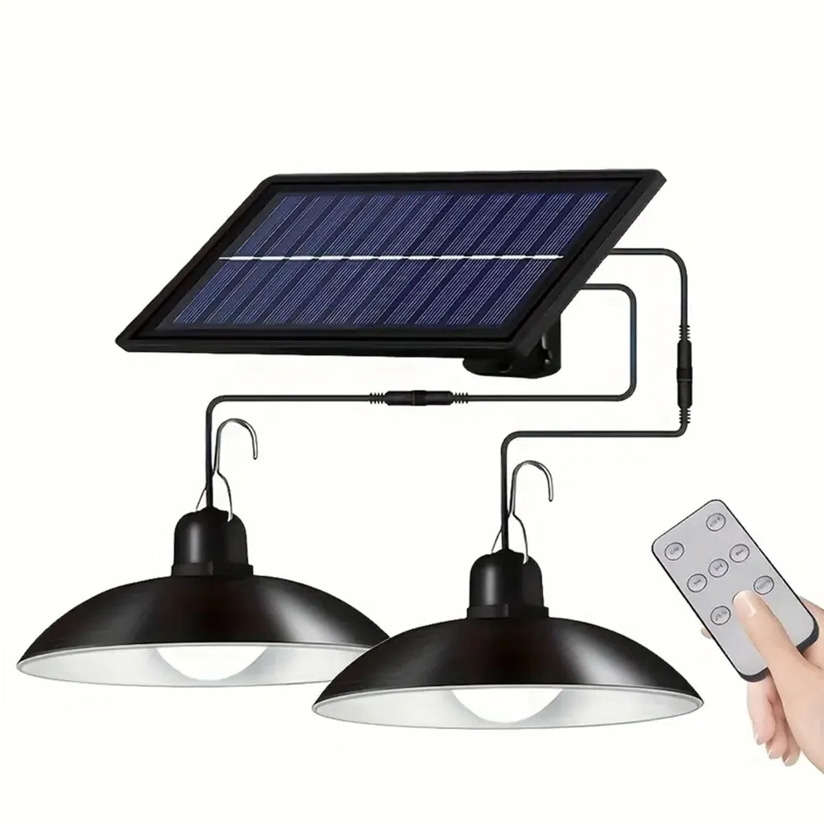 Set 2 Lampade Solari a Sospensione da Esterno – 30 LED con Telecomando, Pannello Solare e Cavo da 3 m – Luce Calda 3500K, Impermeabili IP44 per Giardino, Patio, Terrazzo, Garage