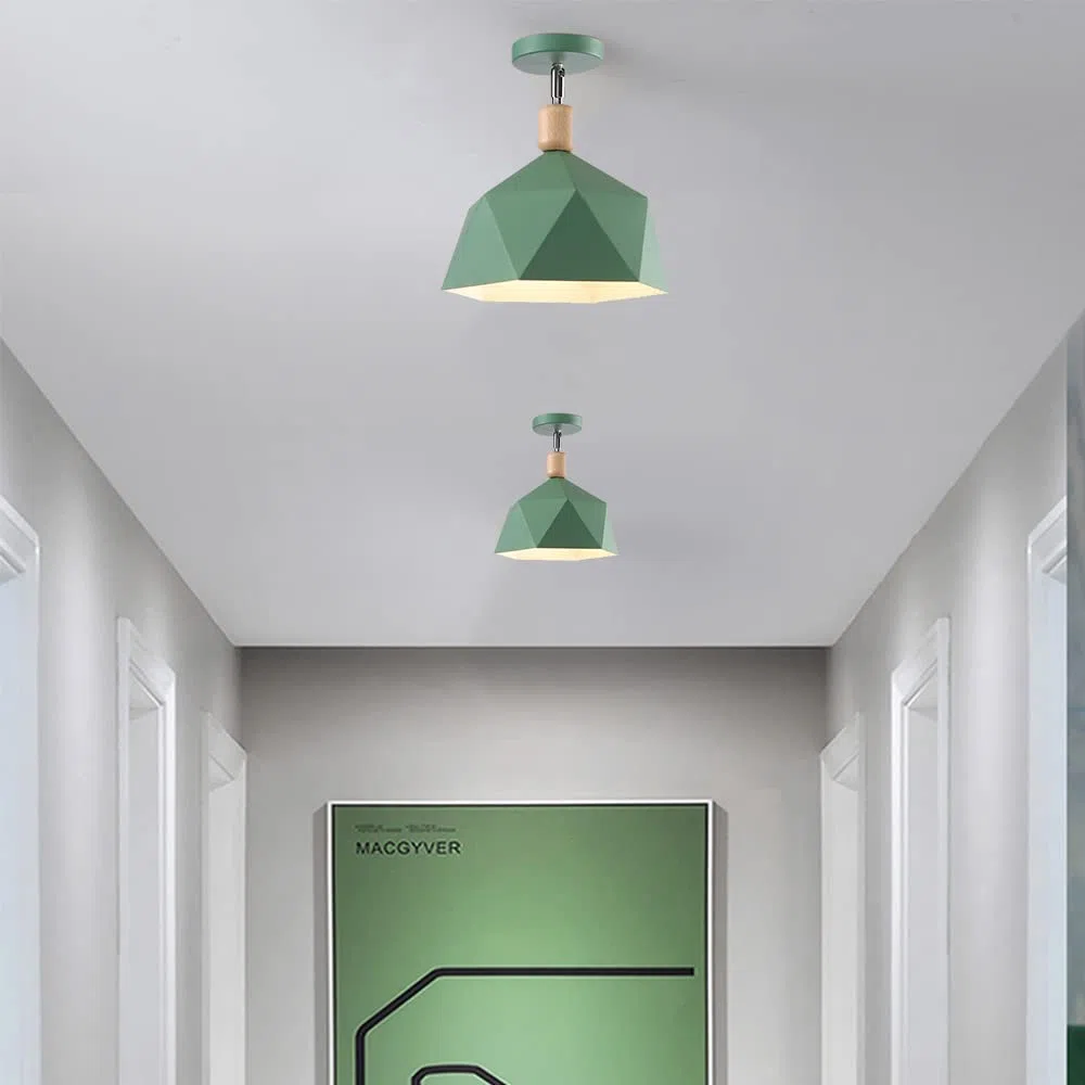 Mengjay Lampadario Da Soffitto Creativa Paralume Plafoniere interne Luci, in metallo Moderno,Industriale Nordico Retro (Verde)