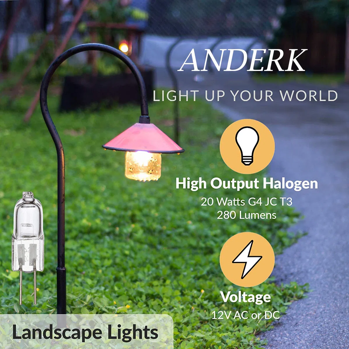 ANDERK 50 pack Lampadina Alogene 12 V G4 base bi-pin, Bianco caldo, 20 W T3 Jcd lampada
