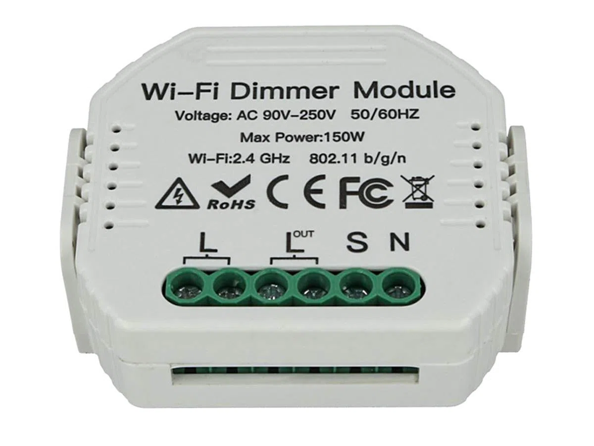 LEDLUX SH105 Led Triac Dimmer Taglio Di Fase Con Pulsante Normalmente Aperto 220V 150W Modulo WiFi Smart Con Memoria e Funzione Deviatore,Compatibile Con Alexa e Google Home