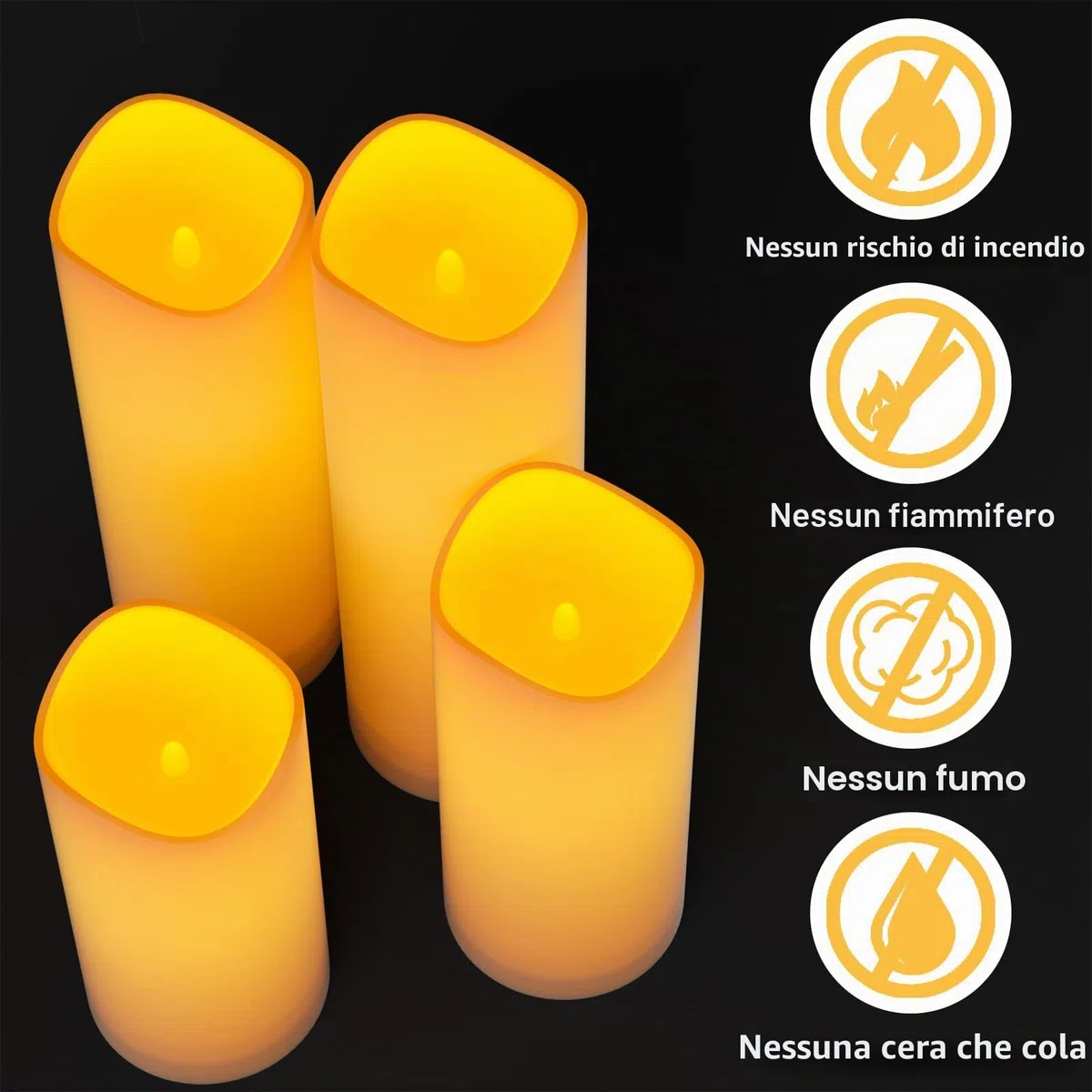 EXTSUD Set di 4 Candele a LED senza Fiamma con Telecomando, Impermeabili Outdoor LED Candele, Luce Notturna Antivento, LED Candela Decorazione Romantica per Matrimoni San Valentino Anniversari