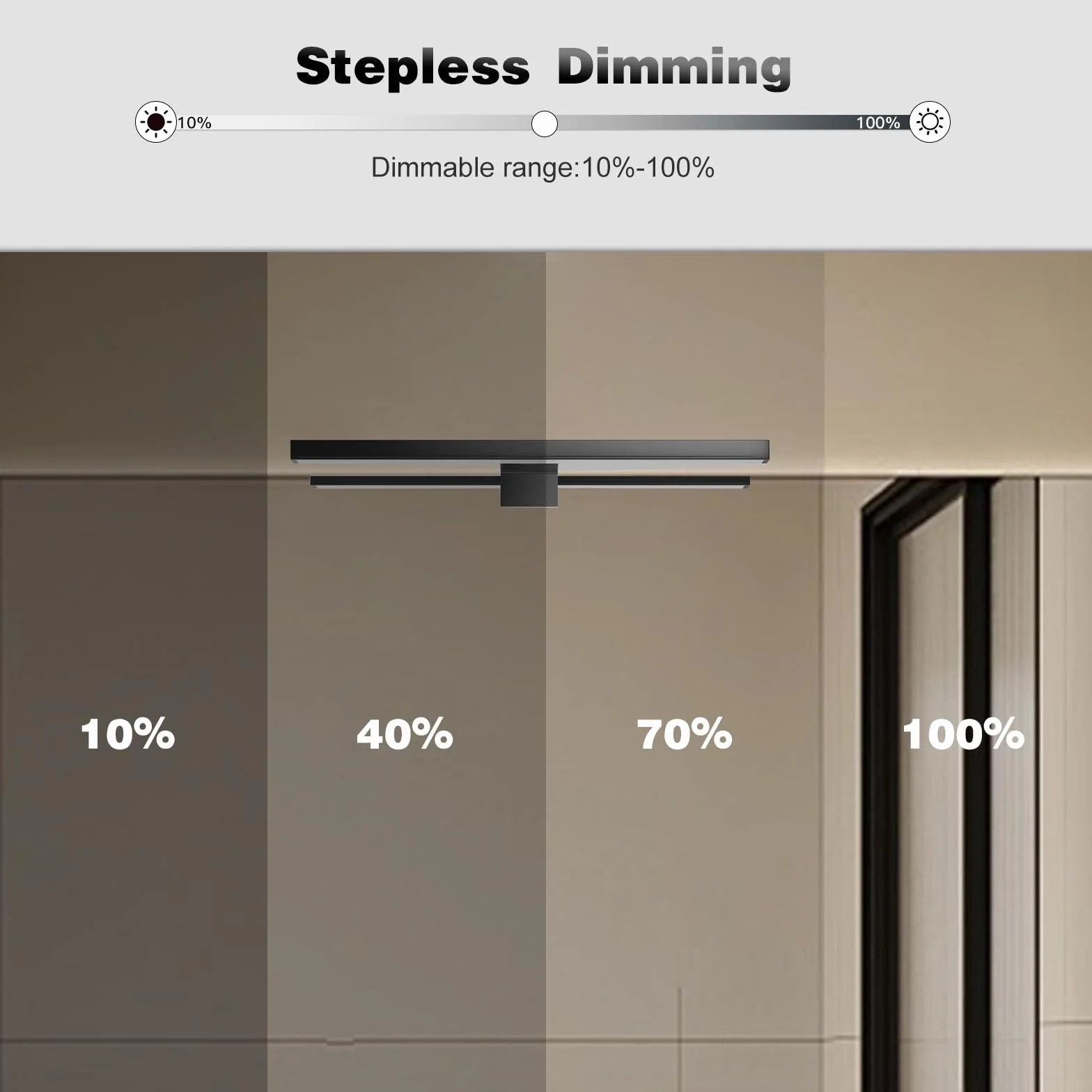 DEELUX Lampada da Specchio con Interruttore touch,Luce LED per Specchio Dimmerabile (55~550 lm) 5W 30cm,Bianco Neutro 4000K,Lampada Armadio Applique da Parete IP44 230V,Nero