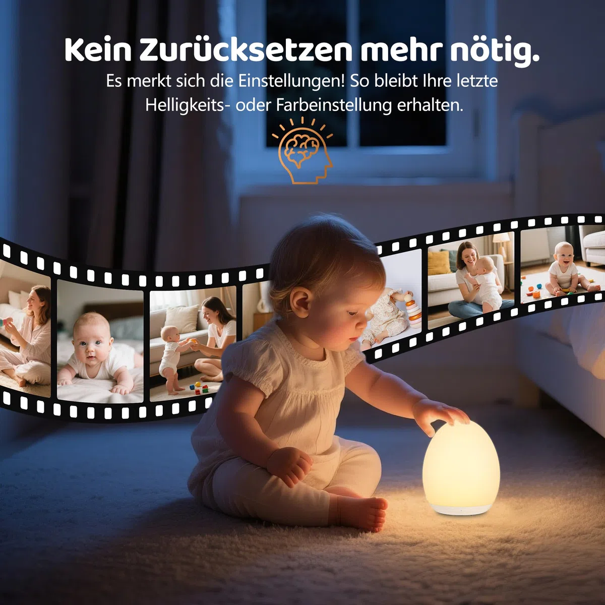 MediAcous Luce Notturna LED Neonati Bambini con Timer, Luce da Allattamento con 8 Cambi di Colore e Funzione Dimmer, Luce Notturna USB Ricaricabile con Timer da 1 Ora e Controllo Touch