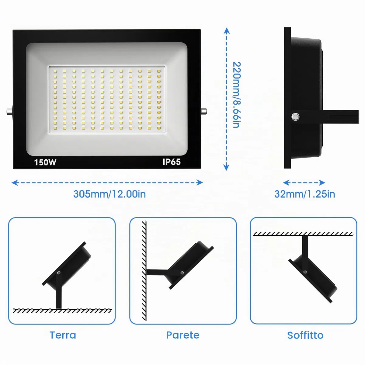 loyal Faretto LED da 150 W, 3000 K, 5000 lm, super luminoso, per interni, IP65, impermeabile, per esterni, per giardino, cortili, garage, bianco caldo [classe energetica F]