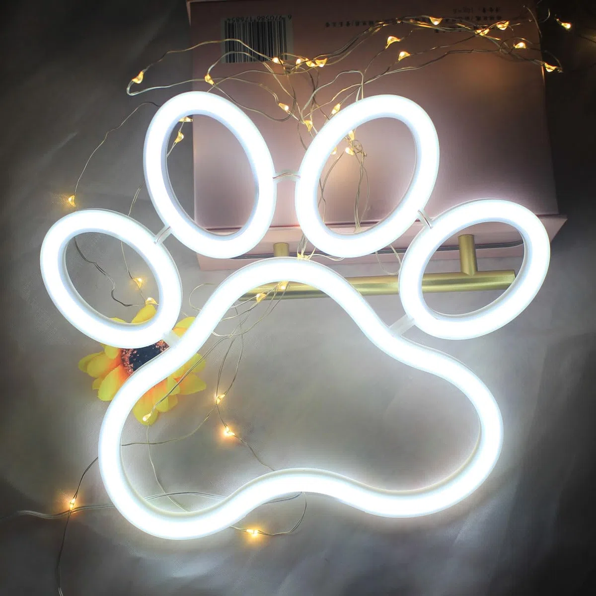 Insegna al neon con impronta di zampa di cane e gatto, dimmerabile, luce al neon per negozio di animali domestici, clinica, camera da letto, decorazione da parete, alimentata tramite USB