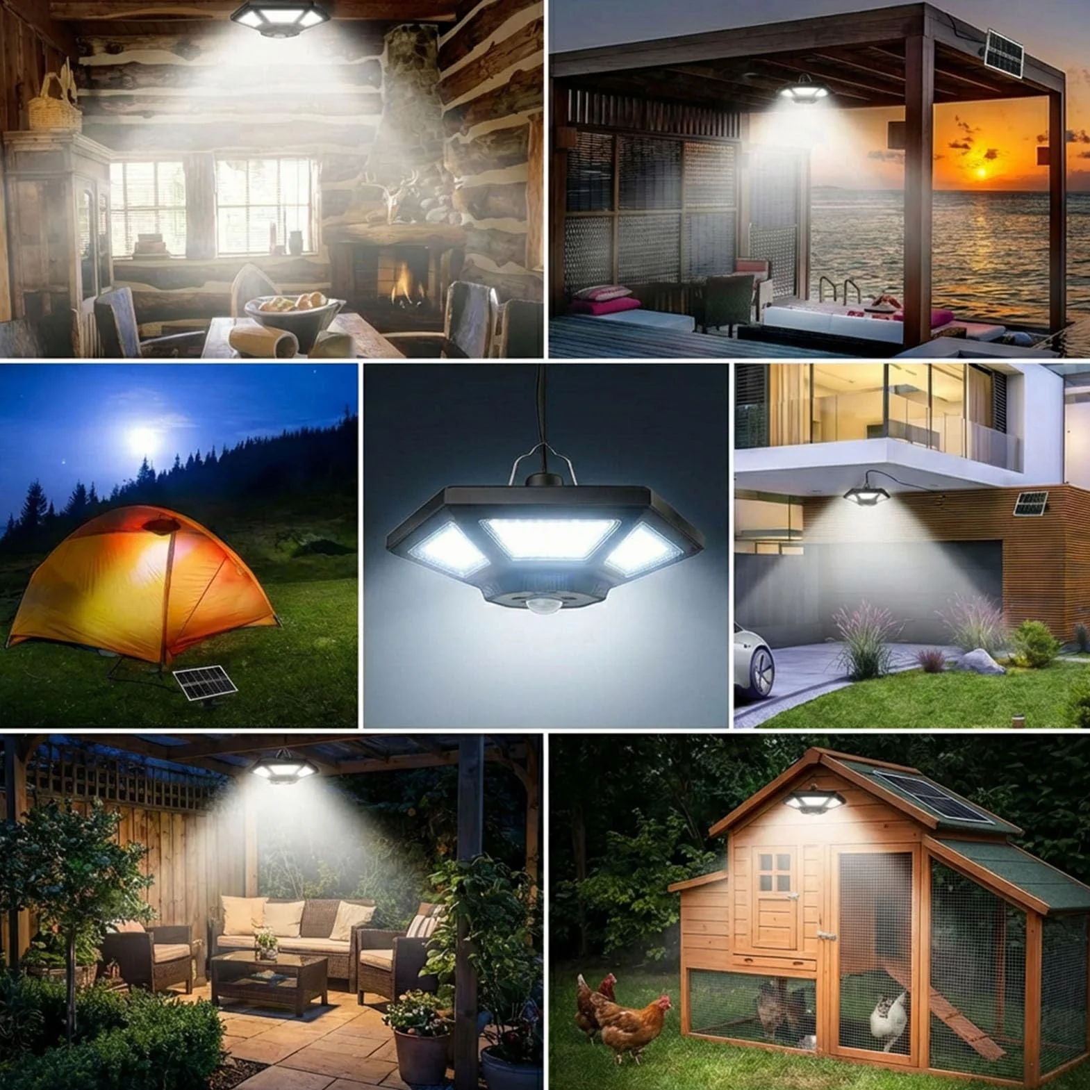 Yowin Lampada Solare da Esterno ed Interno 180 LED Lampada a Sospensione Solare con Telecomando, 5 Modalità IP65 Impermeabile Lampada Solare con Sensore per Giardino Agriturismo Garage Balcone, Bianco