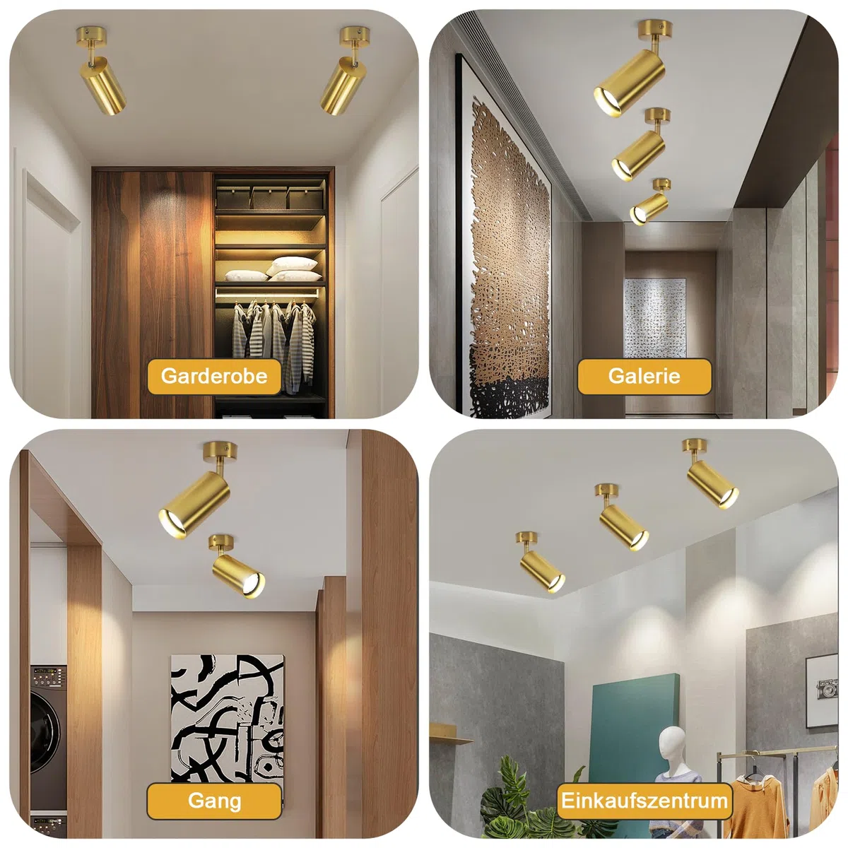 ZMH Faretto a soffitto a LED Faretto a soffitto da lettura luce da parete dorata Faretto a parete in metallo 360 ° attacco GU10 lampada da letto lampada flessibile (lampadine NON incluse)