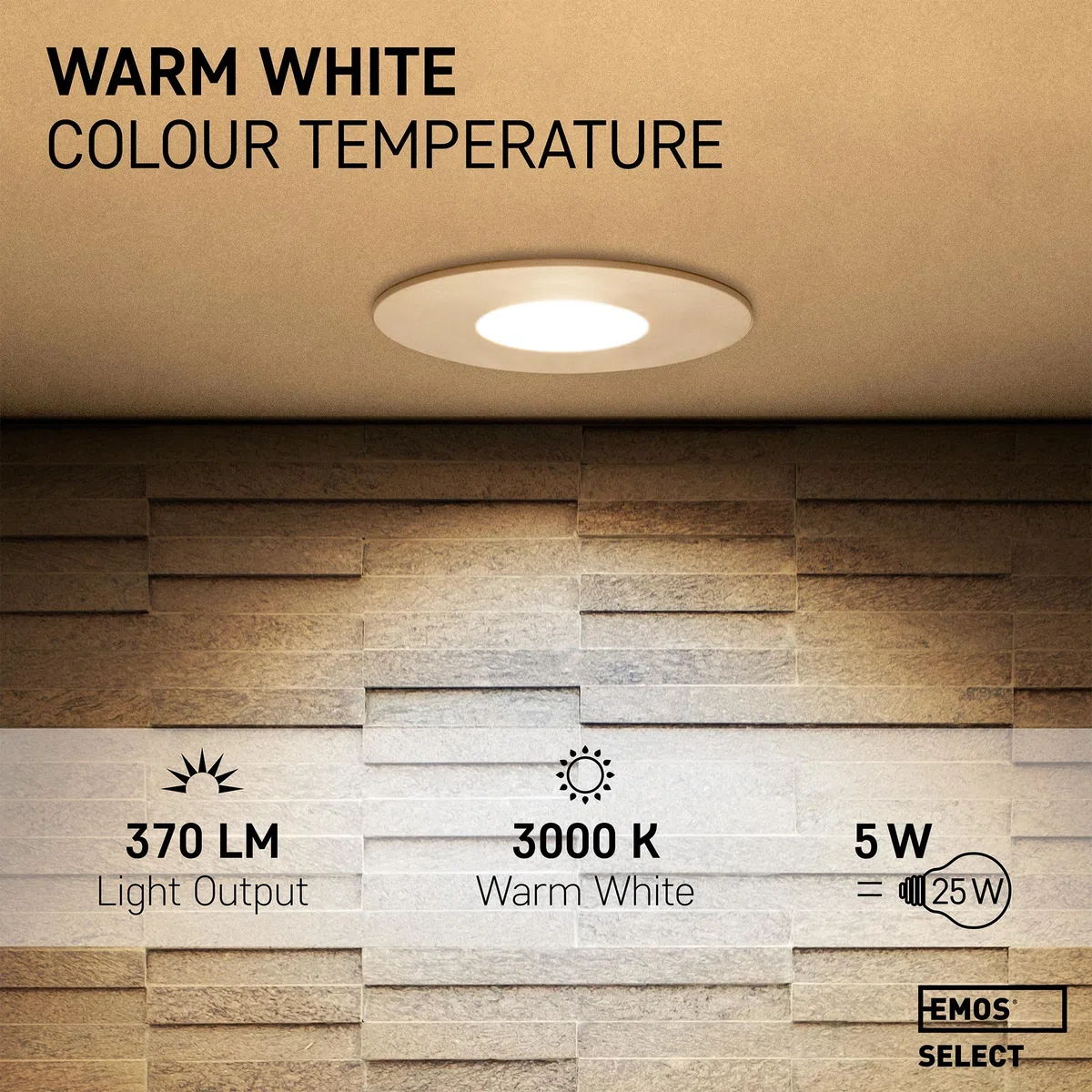 EMOS Exclusive Faretti LED da Incasso per Cartongesso 5W / 370 Lumen | Faretti da Incasso Bagno IP44 | Set di 3 pezzi Spot LED 3000K Luce Bianco Caldo, Rotondi e Ultra Piatti in Bianco
