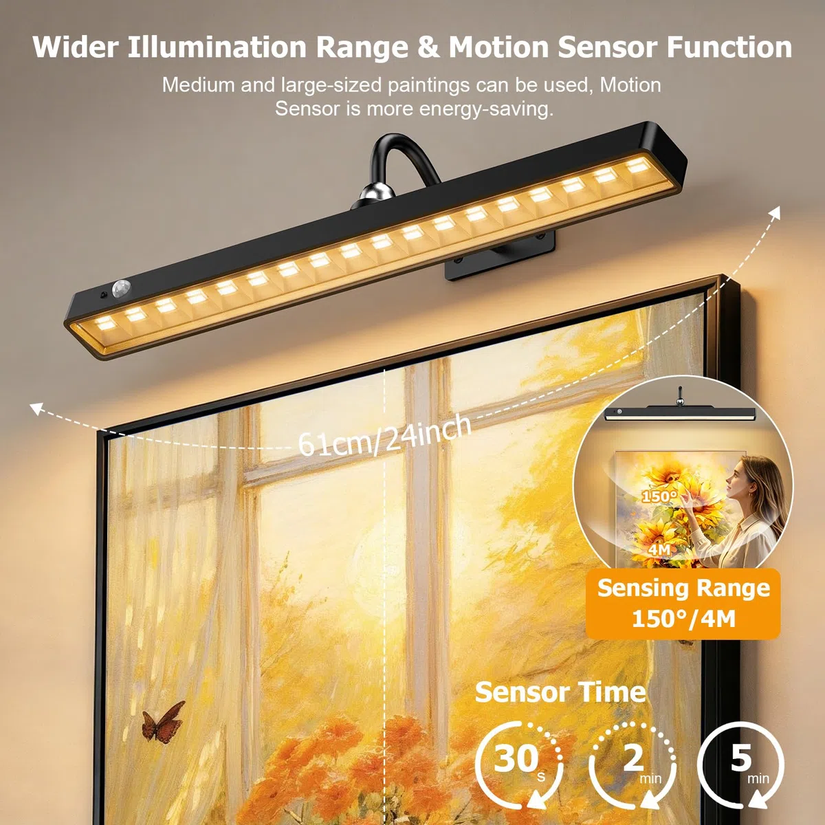Lampada Da Parete Ricaricabile Senza Fili Per Quadri, 6000 Mah Batteria, Luci Led Applique Con 3 Temperature Di Colore, Telecomando, Lampada Da Parete A Batteria Per Quadri, Freccette, Gallerie D'Arte