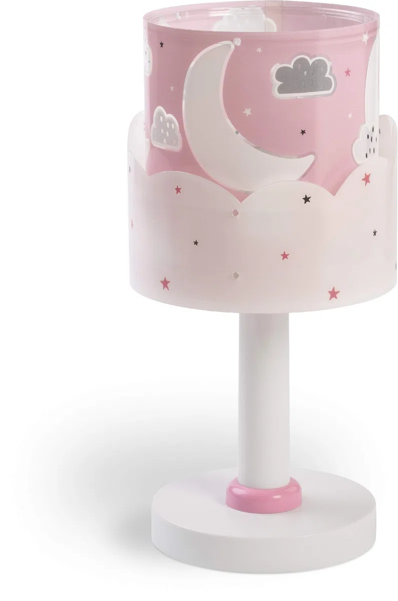 Dalber Lampada da comodino Moon, design luna e nuvole rosa