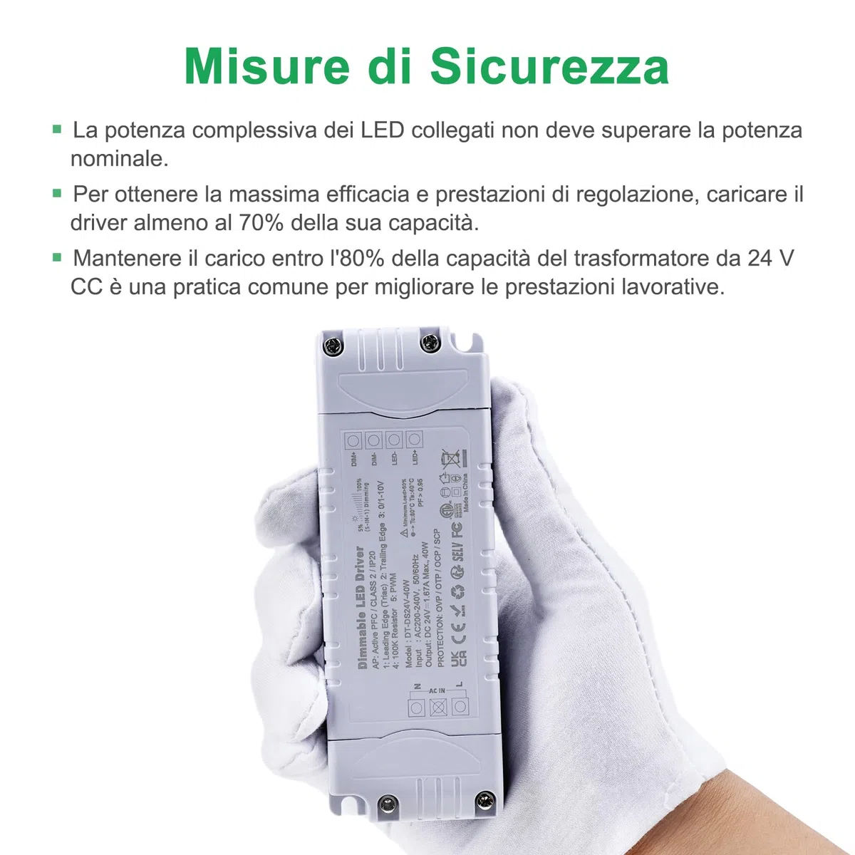 REYLAX Trasformatore LED 24V 40W 1.67A Dimmerabile Triac & 0/1-10V, Alimentatore 24 Volt di Tensione Costante Driver LED AC 220V to DC Trasformatori di Bassa Tensione