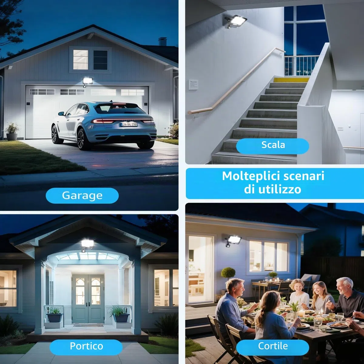 Aigostar- 30W Faretto Led da Esterno con Sensore di Movimento, Faro LED Esterno, 2750LM, Bianco Freddo 6500K, IP65 Impermeabile, Faretti LED per Giardino, Cortile, Patio, Garage, Confezione da 2
