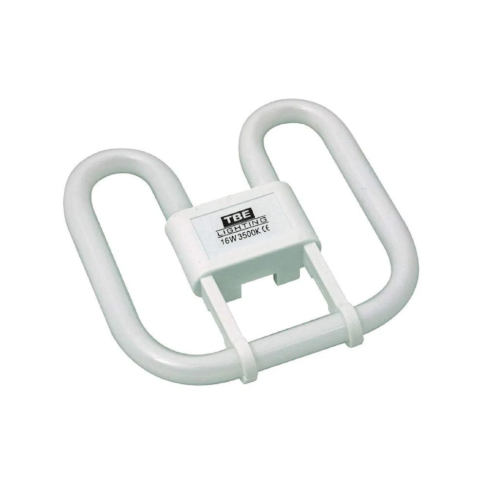 TBE Lighting, Lampadine CFL a risparmio energetico, 16 W 2D, 4 pin, lampadine fluorescenti DD, attacco GR10q da 4 pin, a lunga durata, colore: bianco freddo, 3500 K, Vetro, Confezione da 4, GR10q