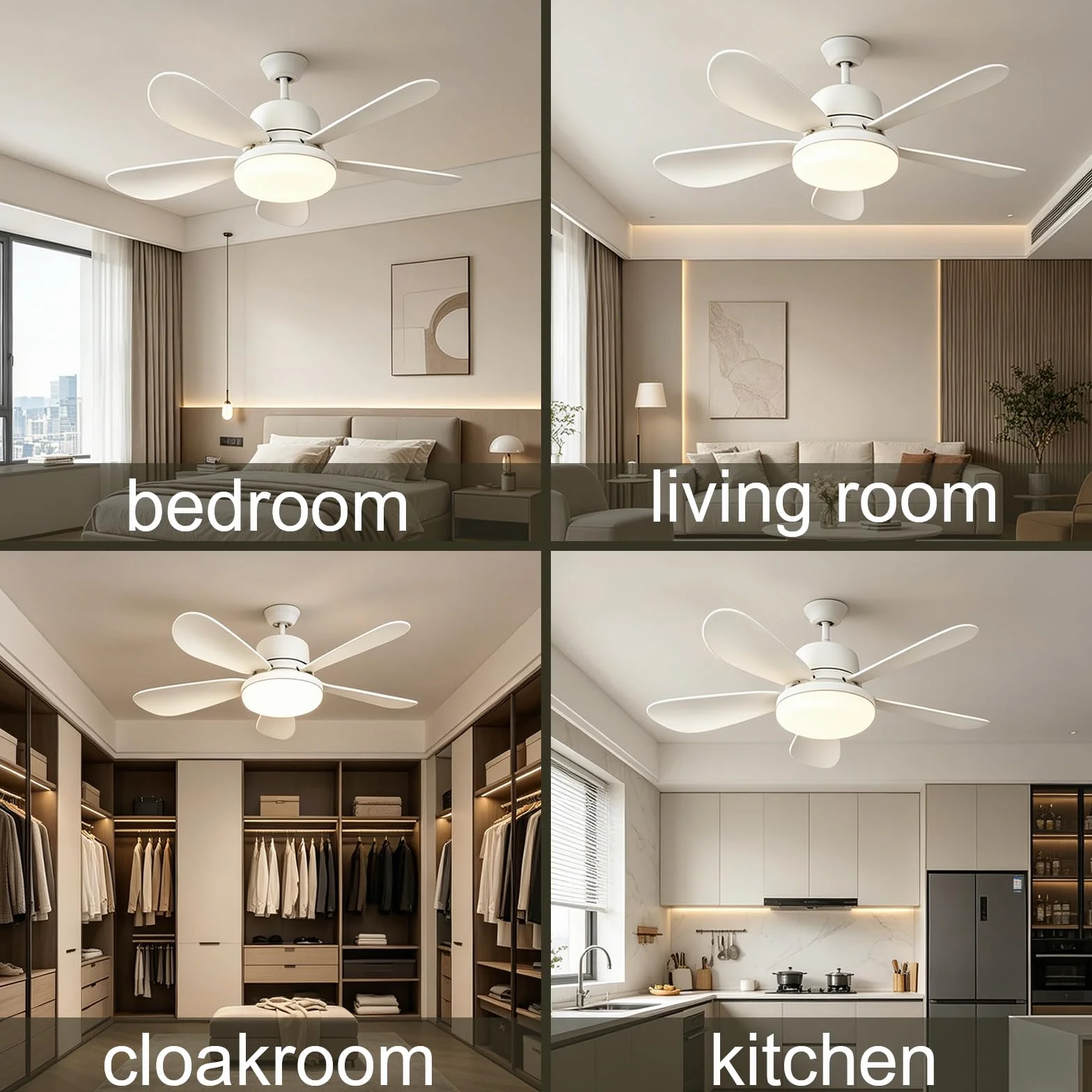 Ventilatore Da Soffitto Con Luce E Telecomando, Lampada Da Soffitto Con Ventilatore, Piccolo Ventilatore Da Soffitto Silenzioso Con 3 Vento, 3 Modalità Di Illuminazione (C-52cm)