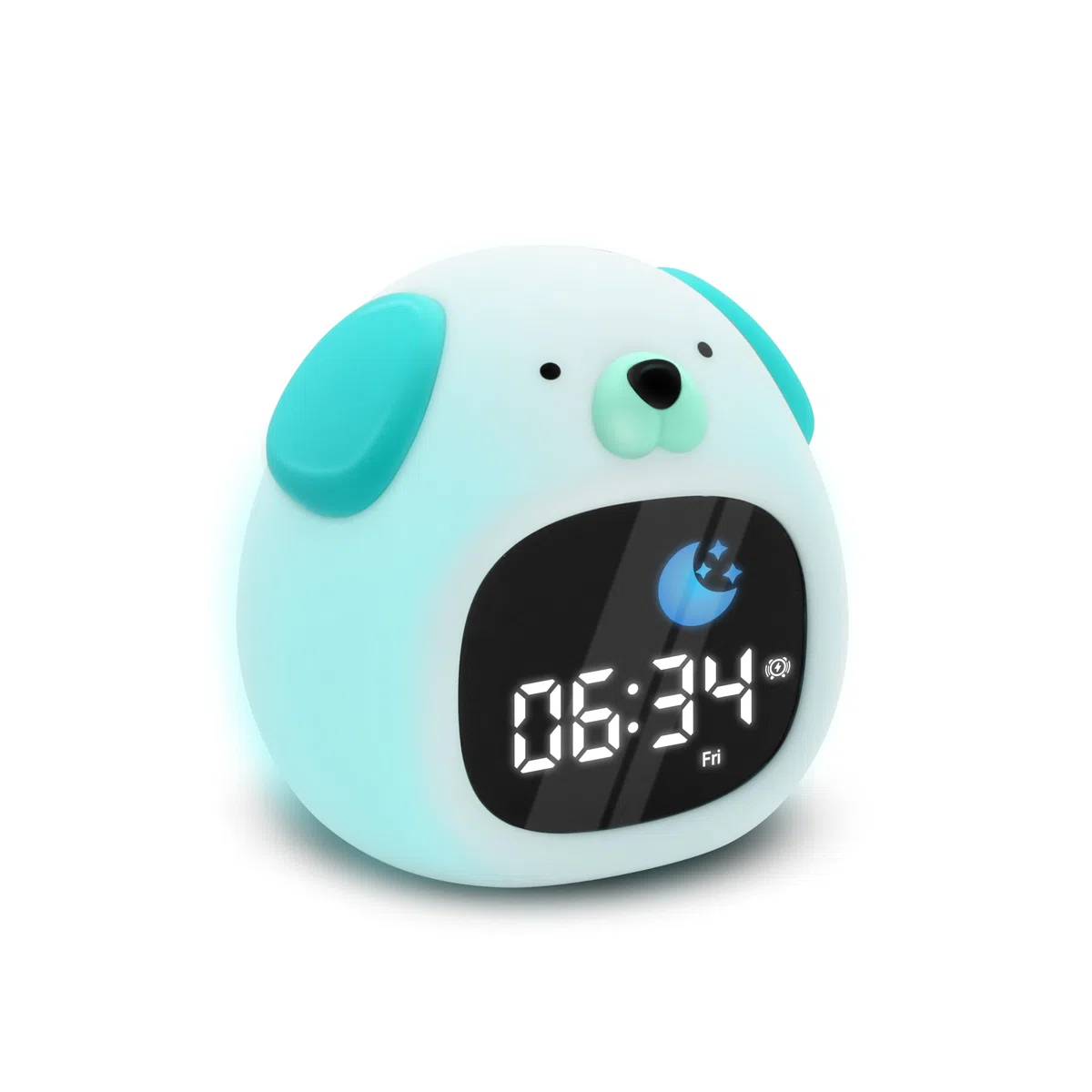 METRONIC 477537 - Sveglia per bambini educativa con cane con luce notturna per ragazza e ragazzo, visualizzazione orologio digitale, apprendimento pedagogico intelligente giorno notturno, con batteria