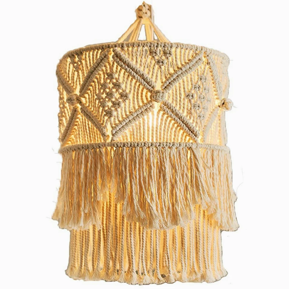 Arazzo da Parete Fatto Un Mano Paralume Macrame Boho Decor Nappa Arazzo Sfondo Testiera Appeso Un Parete