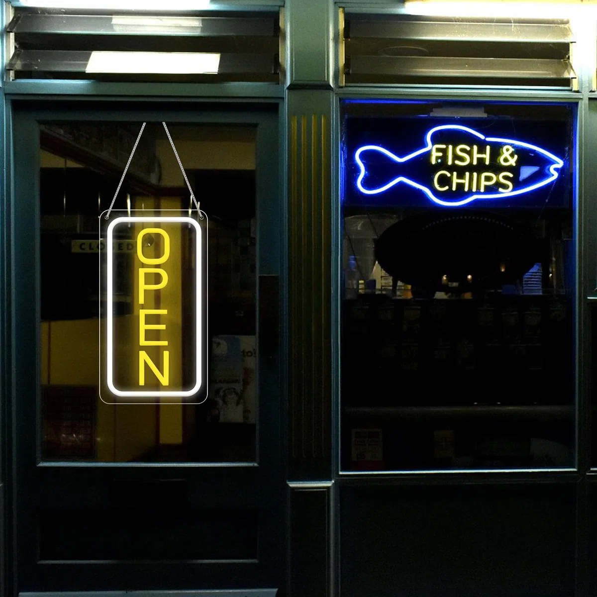 PORFOYO Cartello aperto al neon, 18.8 x 38 cm, luce al neon, alimentato da USB, per bar, club, negozi, ristoranti, caffè