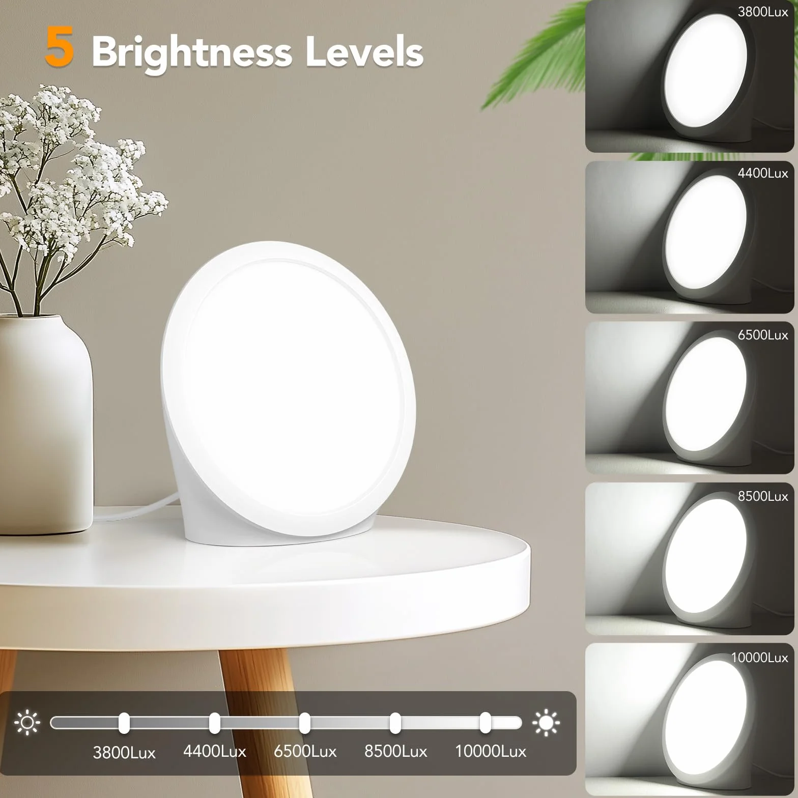 Lampada di Luce Diurna 10000 Lux UV-Free con 3 Temperature di Colore, 5 Livelli di Luminosità, 6 Timer e Funzione di Memoria, Lampada luce Diurna per Casa Ufficio