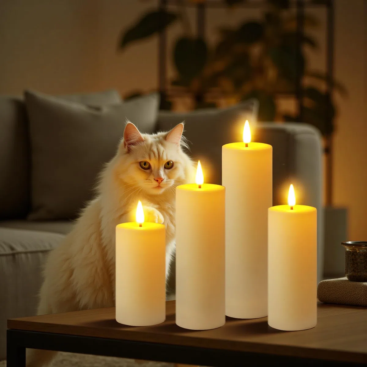 Ketom 8 Pezzi Candele LED Fiamma Oscillante, Candele Finte a Batteria con Telecomando e Timer, Avorio Pilastro Impermeabile Luci Senza Fiamma, D5,5cm, Altezza 13/15/17/20cm, Pile Non Incluse