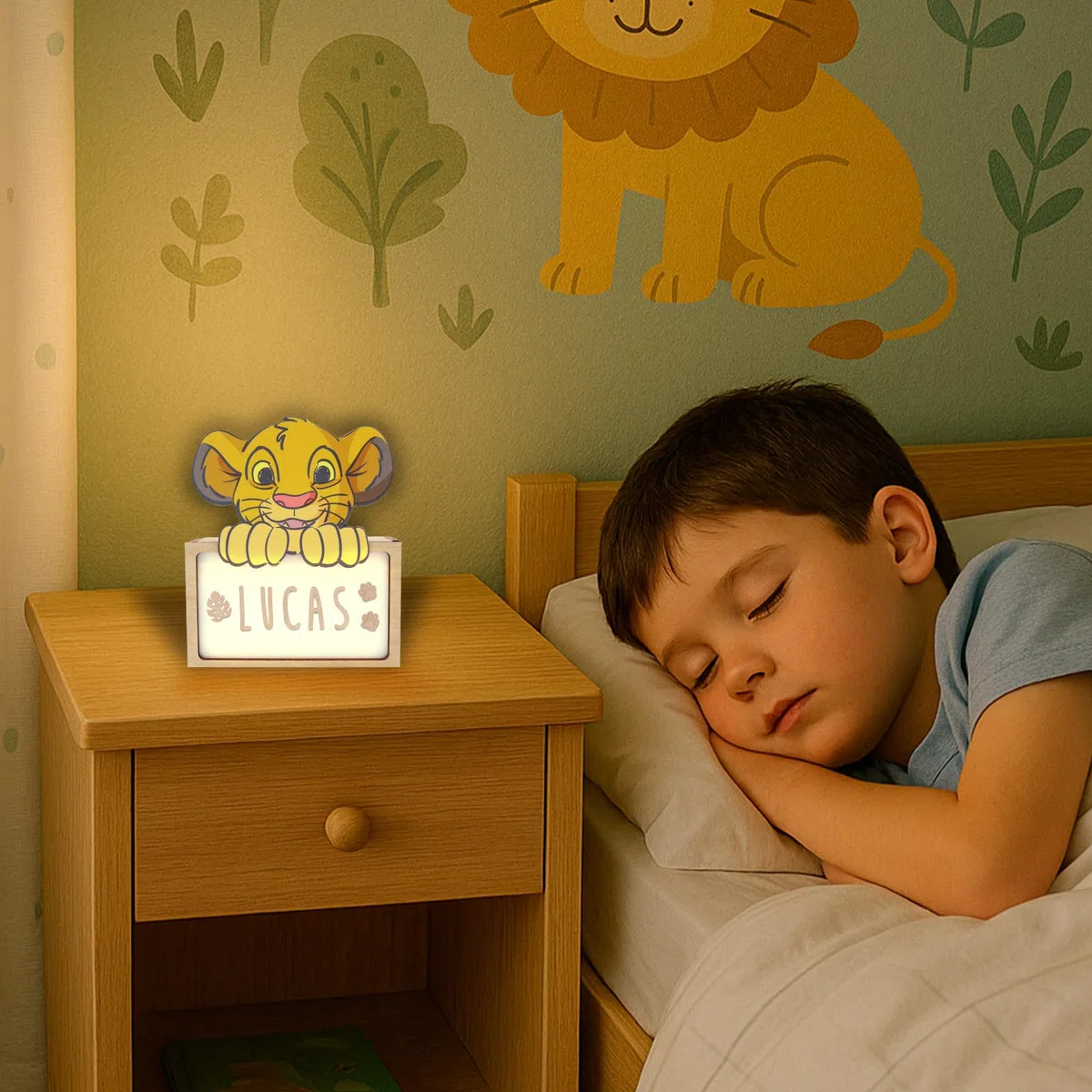 WONDEE Disney Lampada Re Leone Simba Bambini Personalizzata Con Nome e Disegni da Film - Luce Notturna Bambini Simba, Regalo Bambini e Neonato, Regalo Battesimo Bimbo e Bimba, Disney Regalo Re Leone
