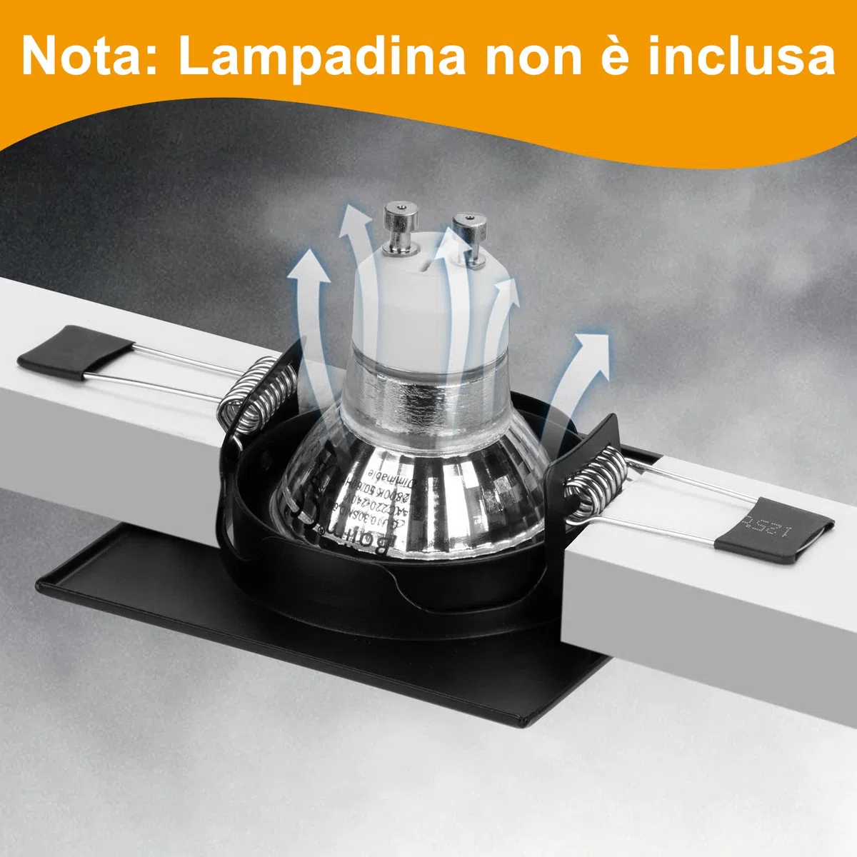 Bojim Porta Faretti LED da Incasso GU10 per Cartongesso Quadrati Nero, Cornice Ghiera Faretto Incasso Diametro Foro 68mm - 85mm Portafaretti Portalampada GU 10 Farettoincasso 10 Pezzi