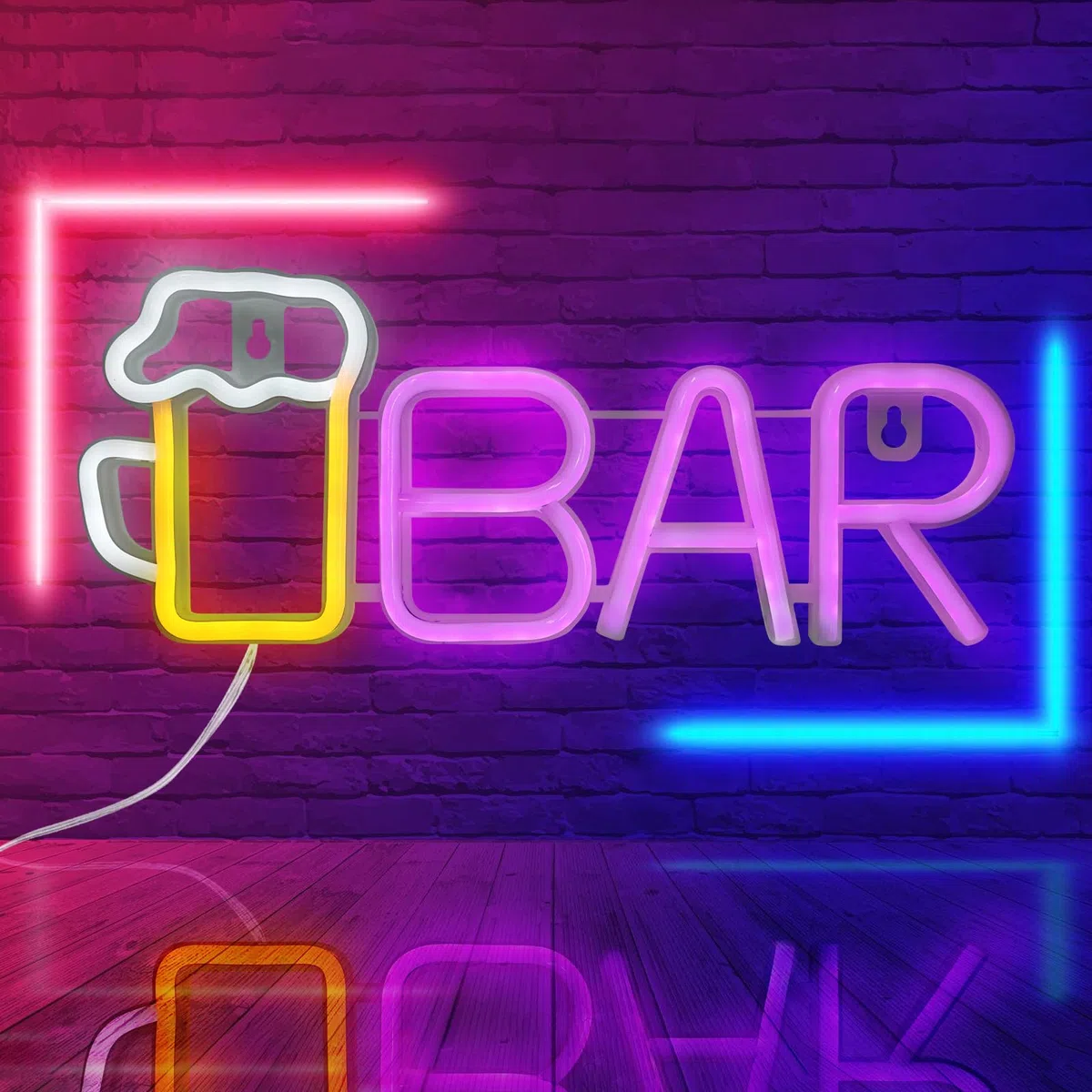 GOMETY Cartello neon, LED Bar Neon Sign, USB o batteria 3-AA, luce blu per bar, decorazione da parete